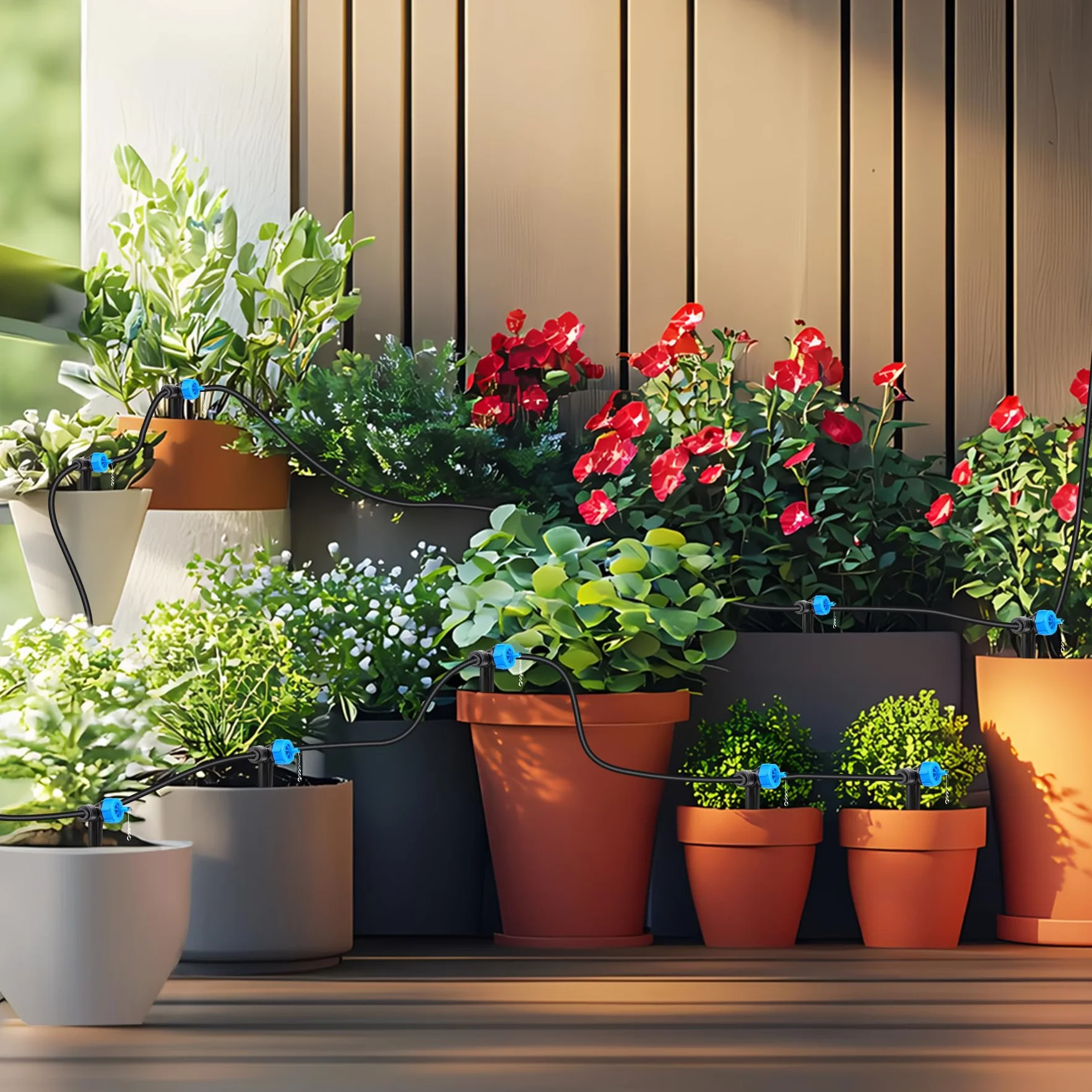 Système d'irrigation goutte à goutte 60 pièces kit avec tuyau 20 m pour jardin pelouse serre
