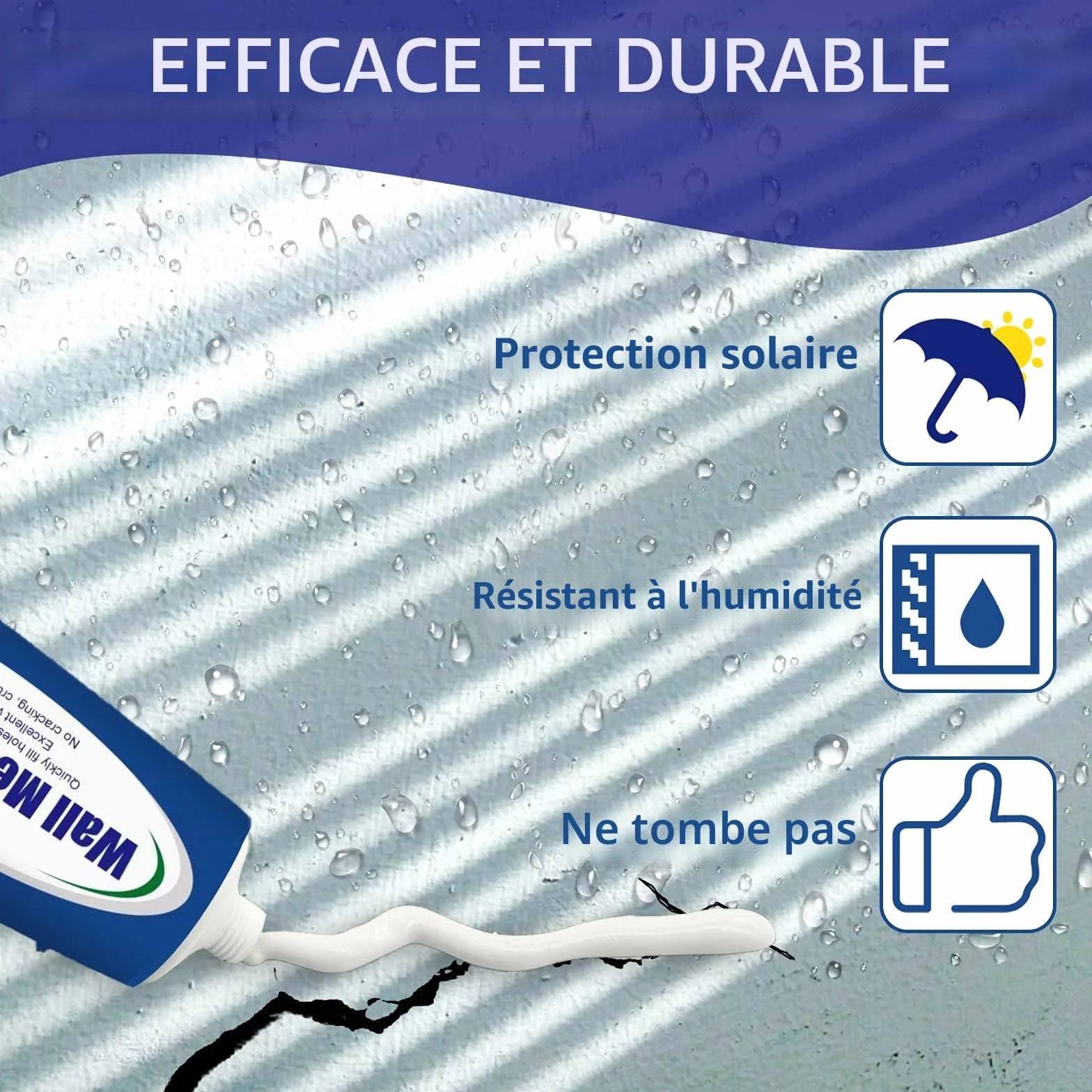 Crème de Réparation Murale, Enduit de Rebouchage Imperméable et à Séchage Rapide, Enduit de Rebouchage Pâte de Murs qui Répare Efficacement les Rayures, Trous, Fissures, Graffitis (100g -1 pièce)