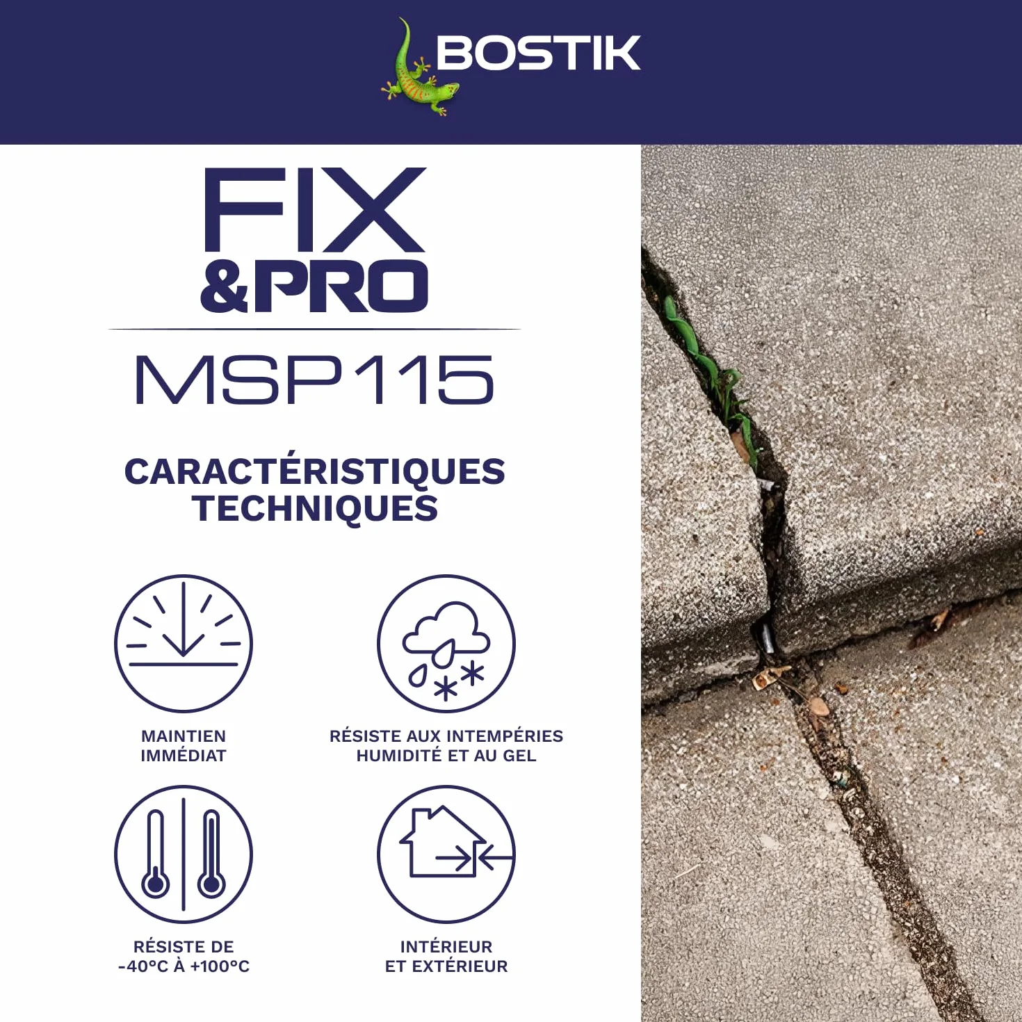 Bostik FIX&PRO MSP 115 – Ton Pierre – Mastic Colle et Joint Pierre Et Beton – Intérieur/Extérieur – Réparation de Pierre, Béton, Ciment, Brique ... – MS Polymère – 290 ml