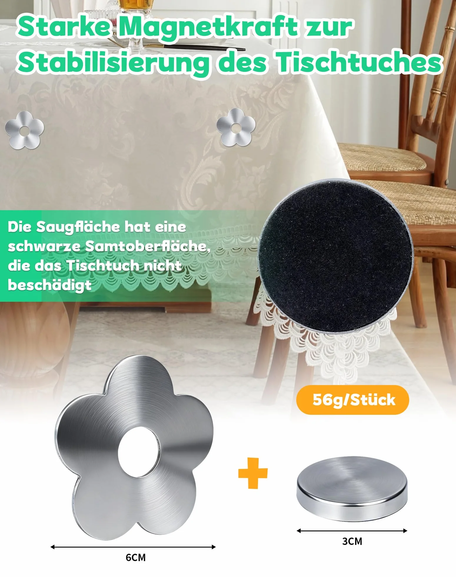Poids de Nappe Magnétique Acier Inoxydable 56g 8 Pièces Exterieur