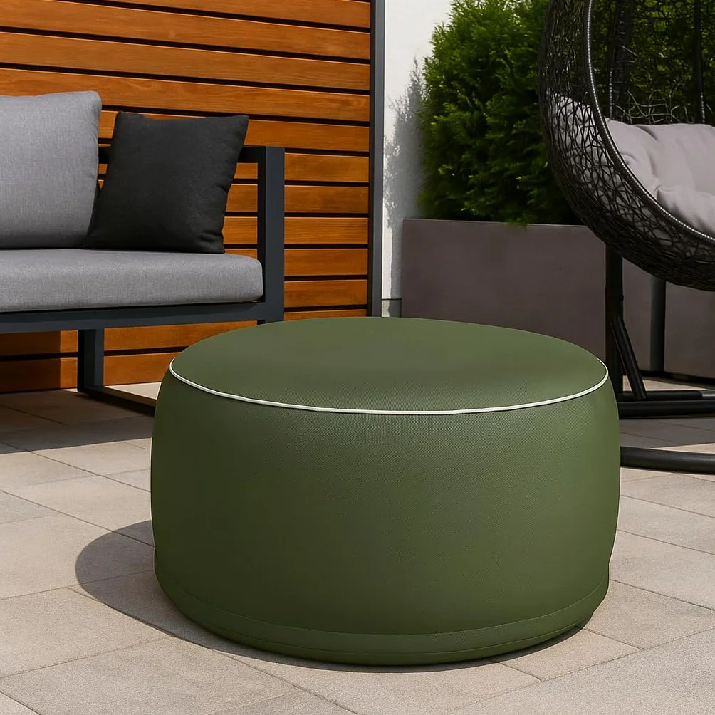 Brandsseller Pouf d'extérieur gonflable Imperméable 55 x 25 cm Vert olive