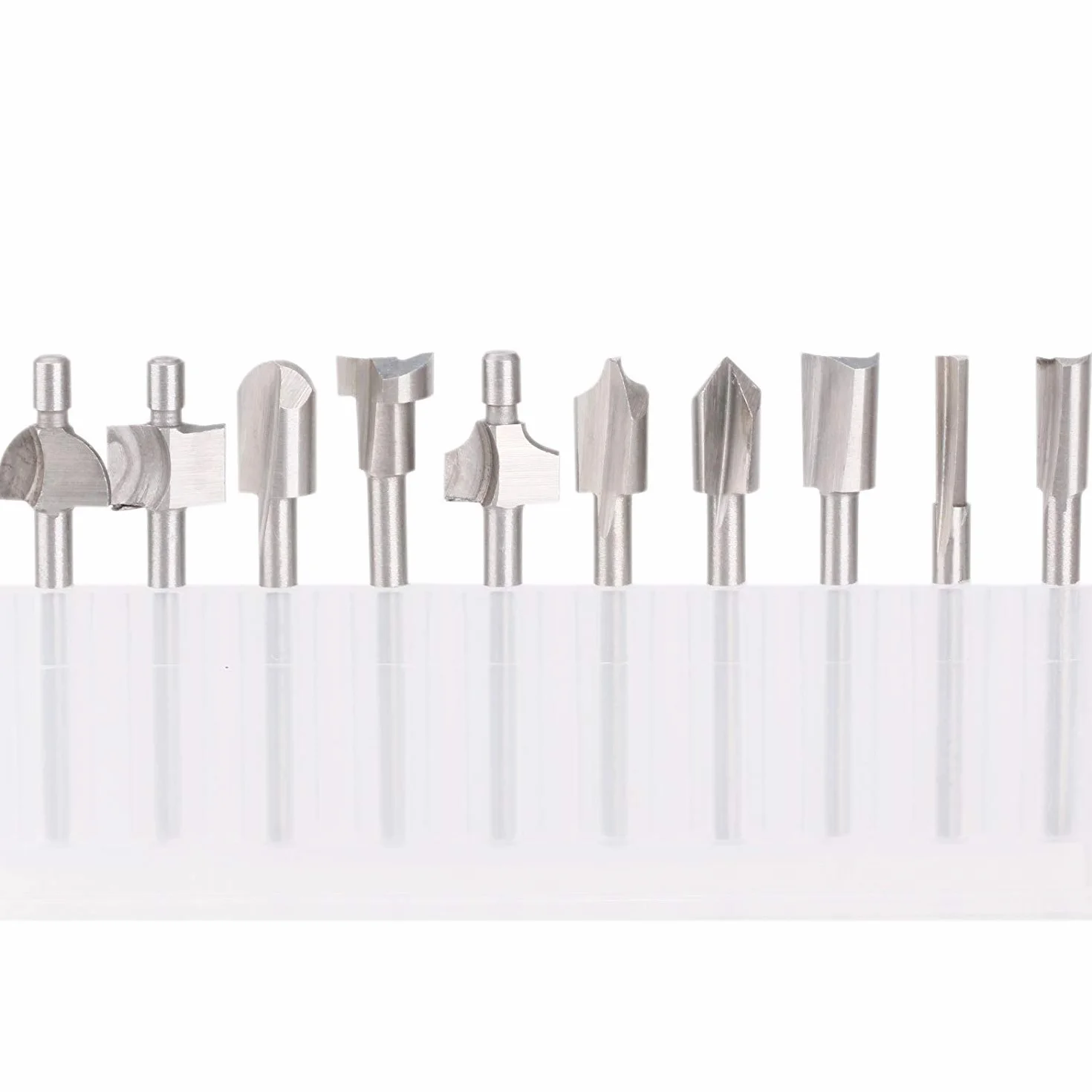 HSS Fraises à Défoncer, 20Pcs 3mm 1/8" fraises acier rapide fraises à Bois Kit d'Accessoires Fraises à Défoncer pour Outil Multifonction Rotatif Pour Dremel Foredom Proxxon Rotatif Outil -OQA0384