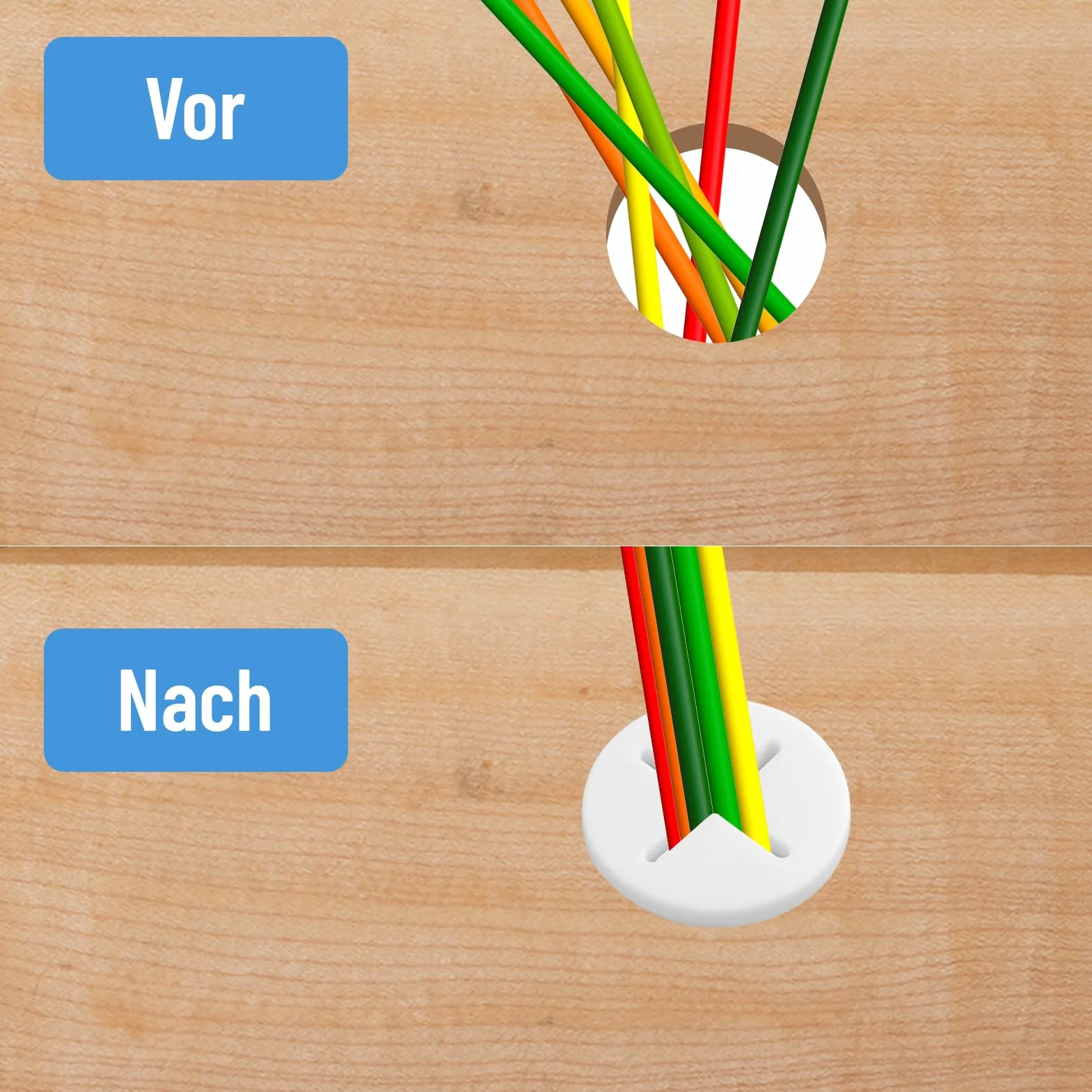 Lot de 12 passe-câbles en silicone de 25 mm avec 1 foret - Pour bureau, école, ordinateur, bureau - Blanc