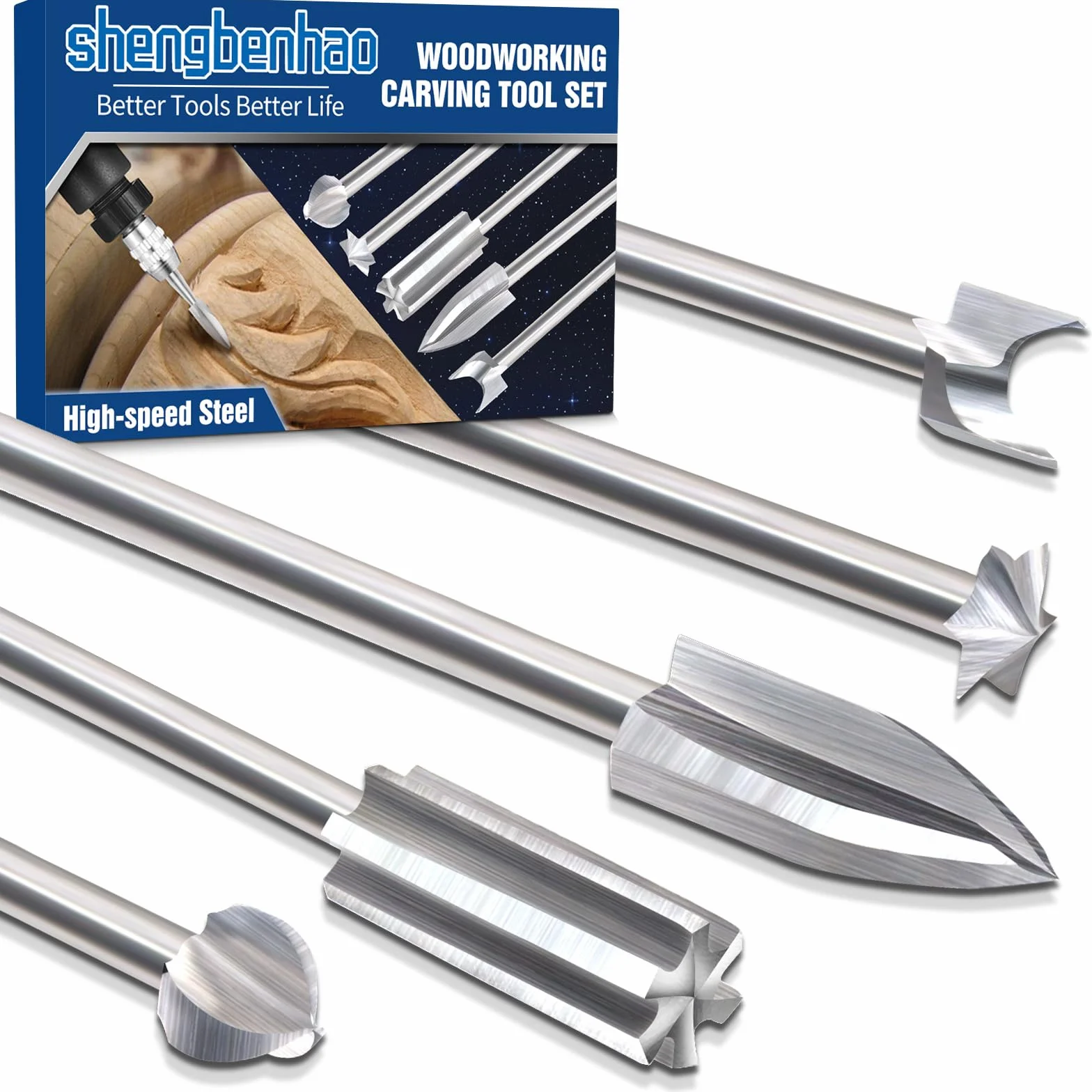 Outils électriques de sculpture sur bois pour outils rotatifs, 5 têtes de sculpture différentes, outils de gravure, tige de 3 mm pour la sculpture sur bois DIY, le perçage et la micro-sculpture