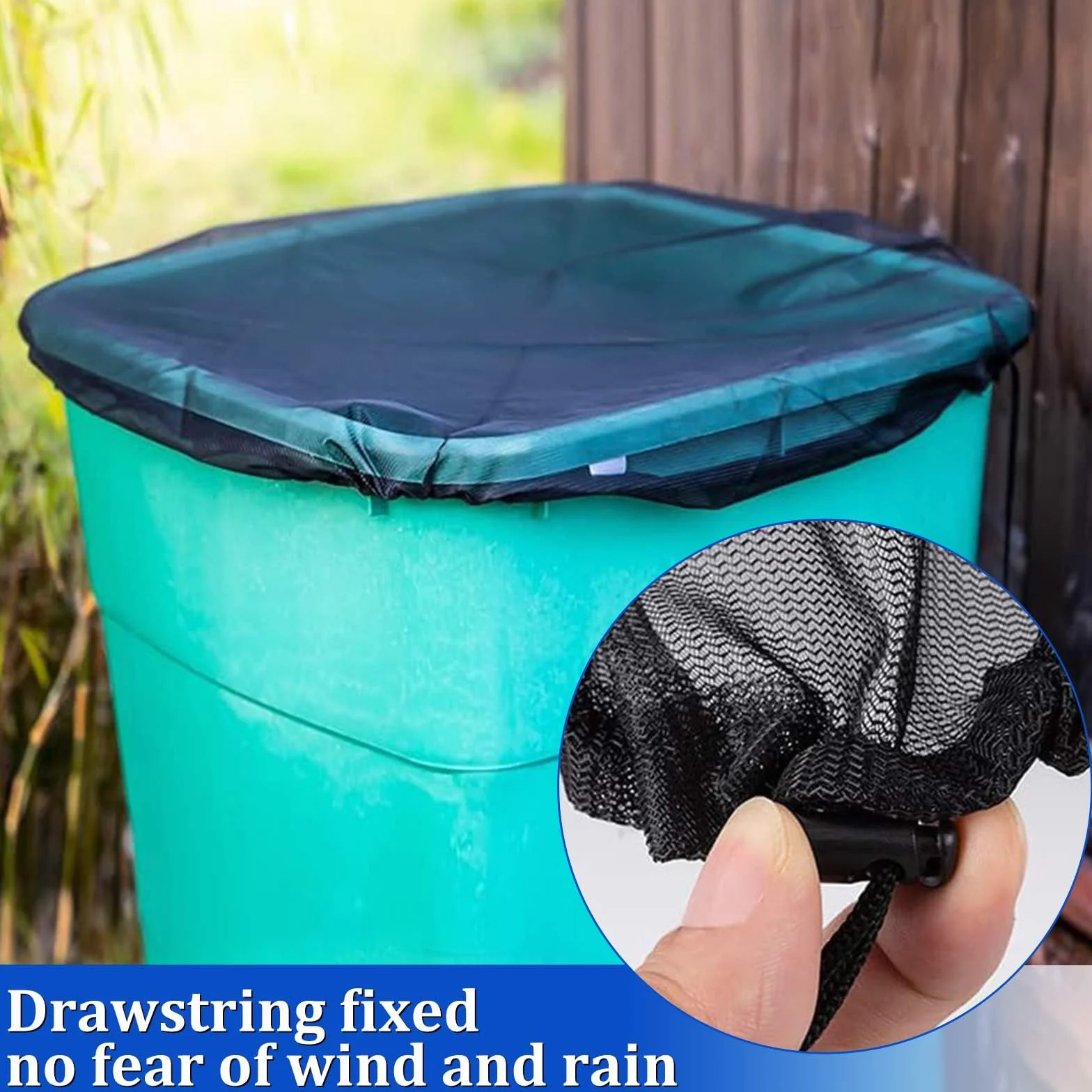 Réservoir d'eau de pluie 95 cm avec filet de collecte pour jardin, maille pour barils de pluie