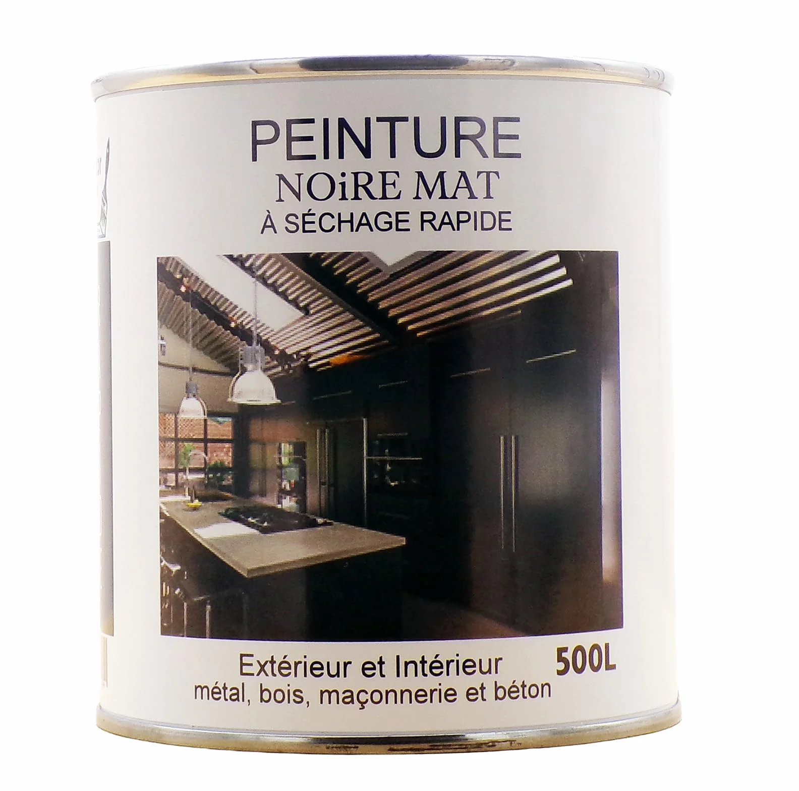 500ml - Peinture noire mate à base d'eau pour le bois et le métal - extérieur et intérieur - Séchage rapide 7 mètres carrés