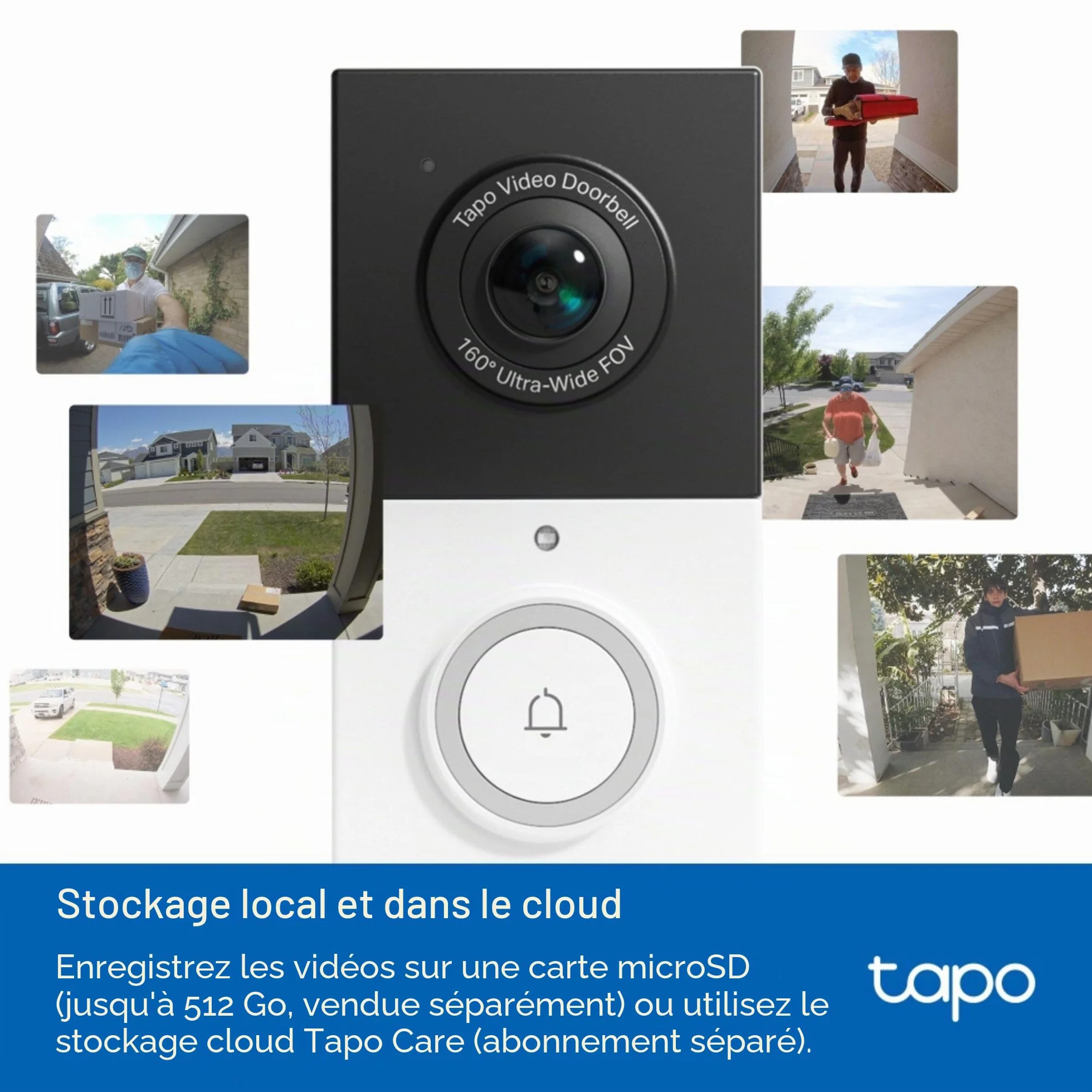Tapo Caméra de Sonnette sans Fil, Sonnette vidéo alimentée par Batterie 2K 3MP, Vue Ultra Large à 160°, Vision Nocturne en Couleur, détection AI, IP65 résistant aux intempéries, Compatible avec Alexa