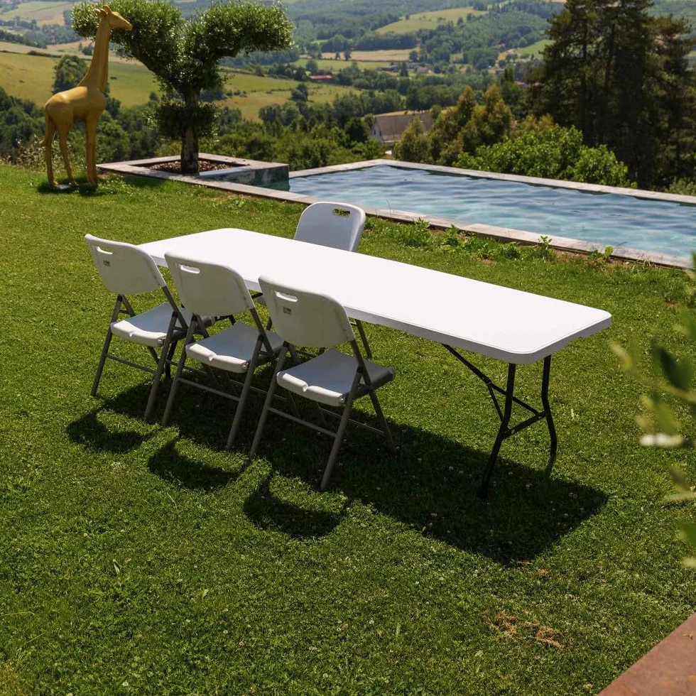 Oxeo Table Pliante Jardin Multifonction 244cm 10 Places Camping Pique-Nique