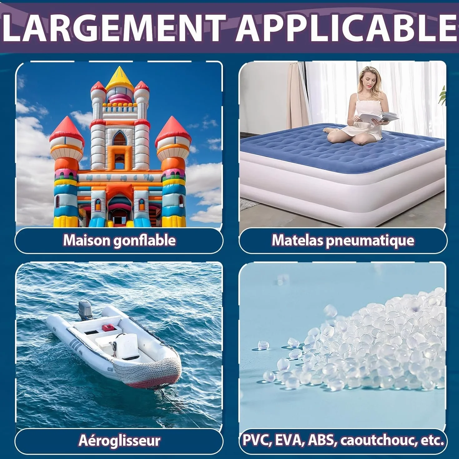 Kit de Réparation Piscine Imperméable Transparent pour PVC ABS EVA Caoutchouc