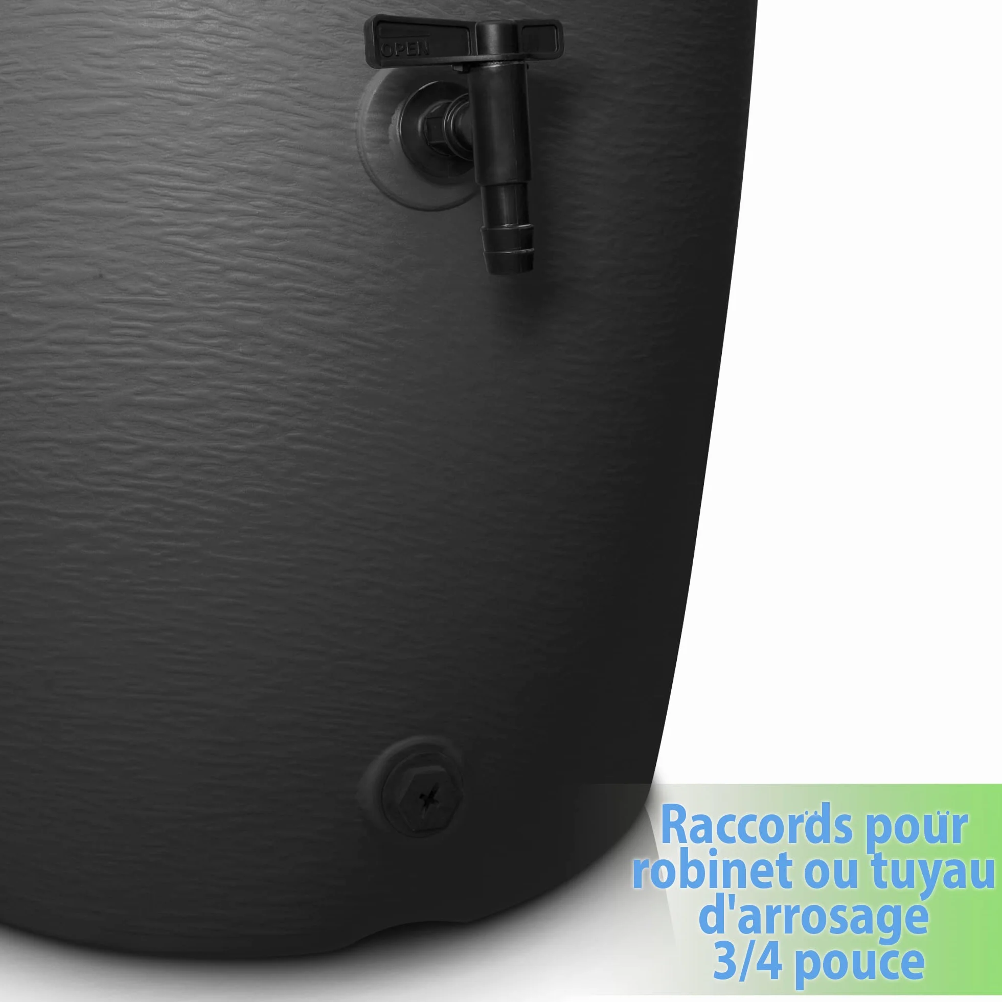 YourCasa Récupérateur Eau de Pluie 210L Design Amphore Tonneau de Pluie résistant au Gel Plastique avec Robinet Anthracite