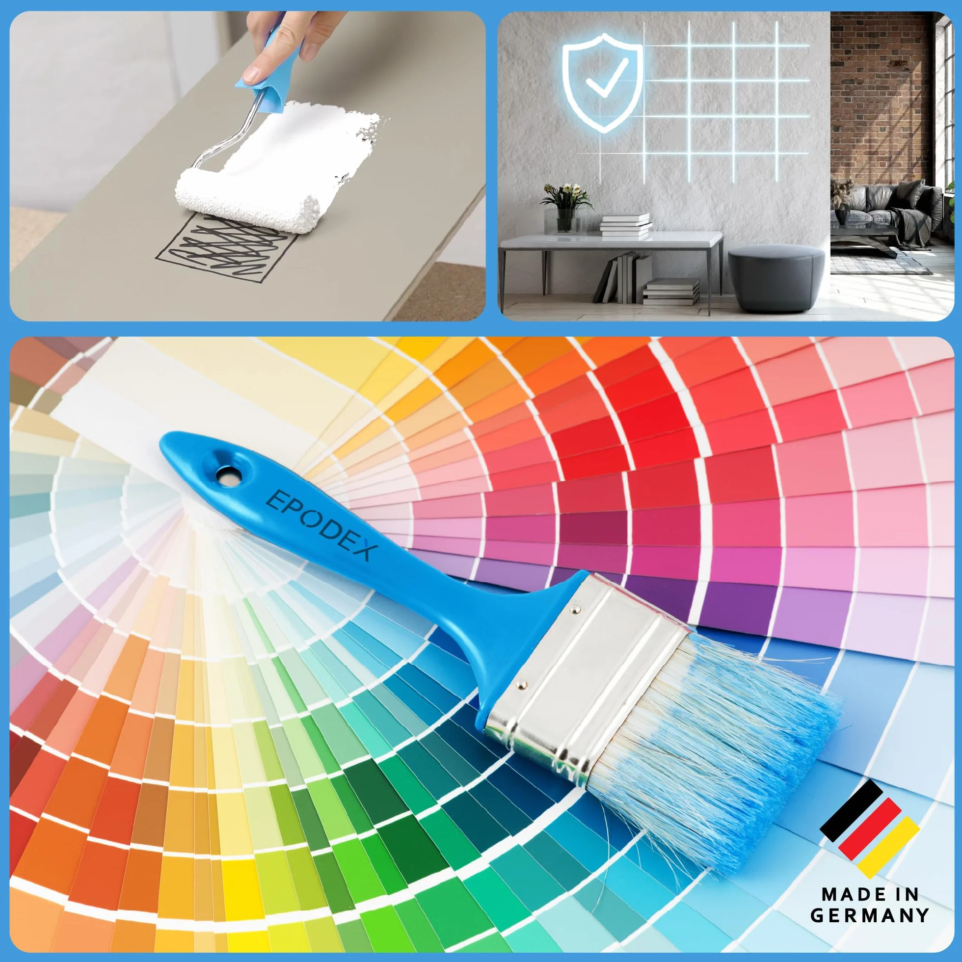 EPODEX 1K Peinture béton, revetement sol & mur, résistante UV, intérieur extérieur, 2kg Blanc Polaire
