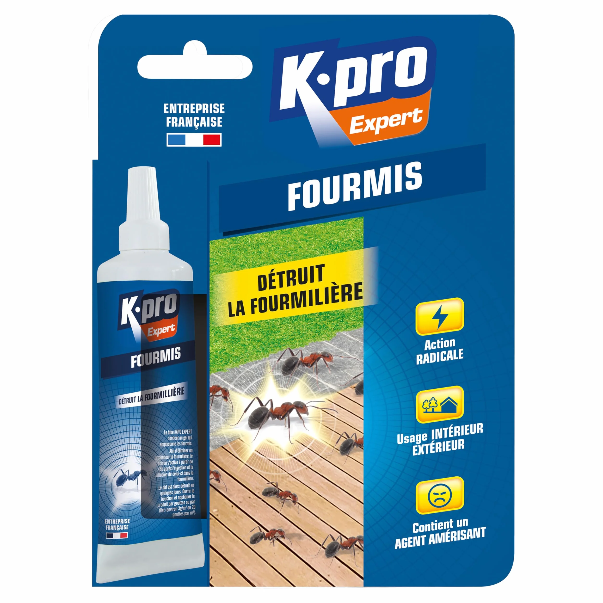 Gel Anti Fourmis K.PRO 15g Élimine Nid Action Radicale Intérieur Extérieur