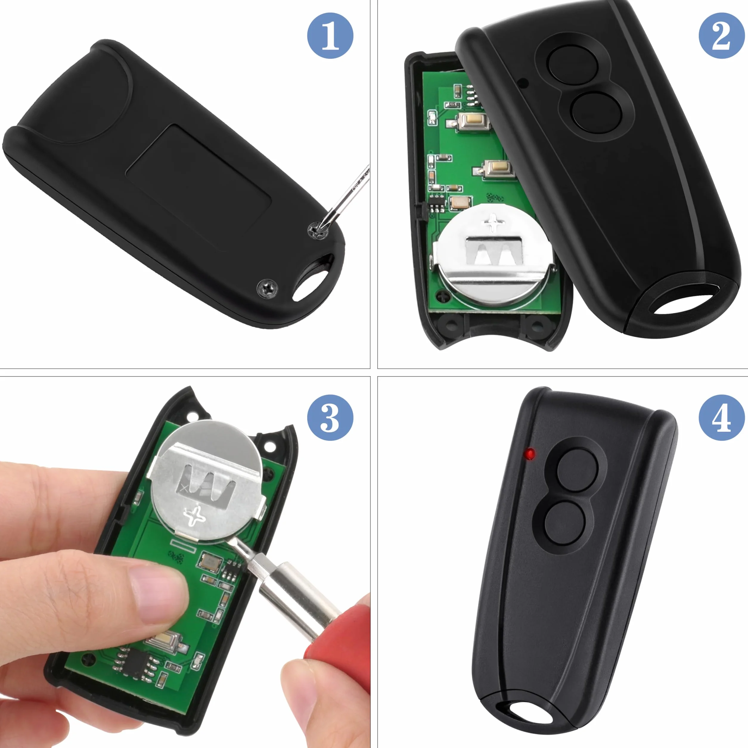 pepape Télécommande Portail Garage pour EcoStar RSC2-433 RSE2-433 RSZ1-433, Compatible avec Hormann Ecostar Liftronic/TUBAUTO EuroPro 500/700/800 Portronic D2500/D5000/S4000, 2 Pièces