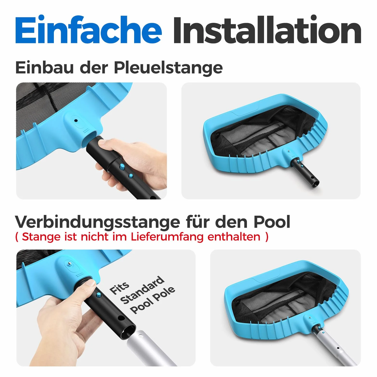 Mowend Épuisettes de Piscine Filet Fond 34 mm Sac en Filet Ramassage Feuilles Surface