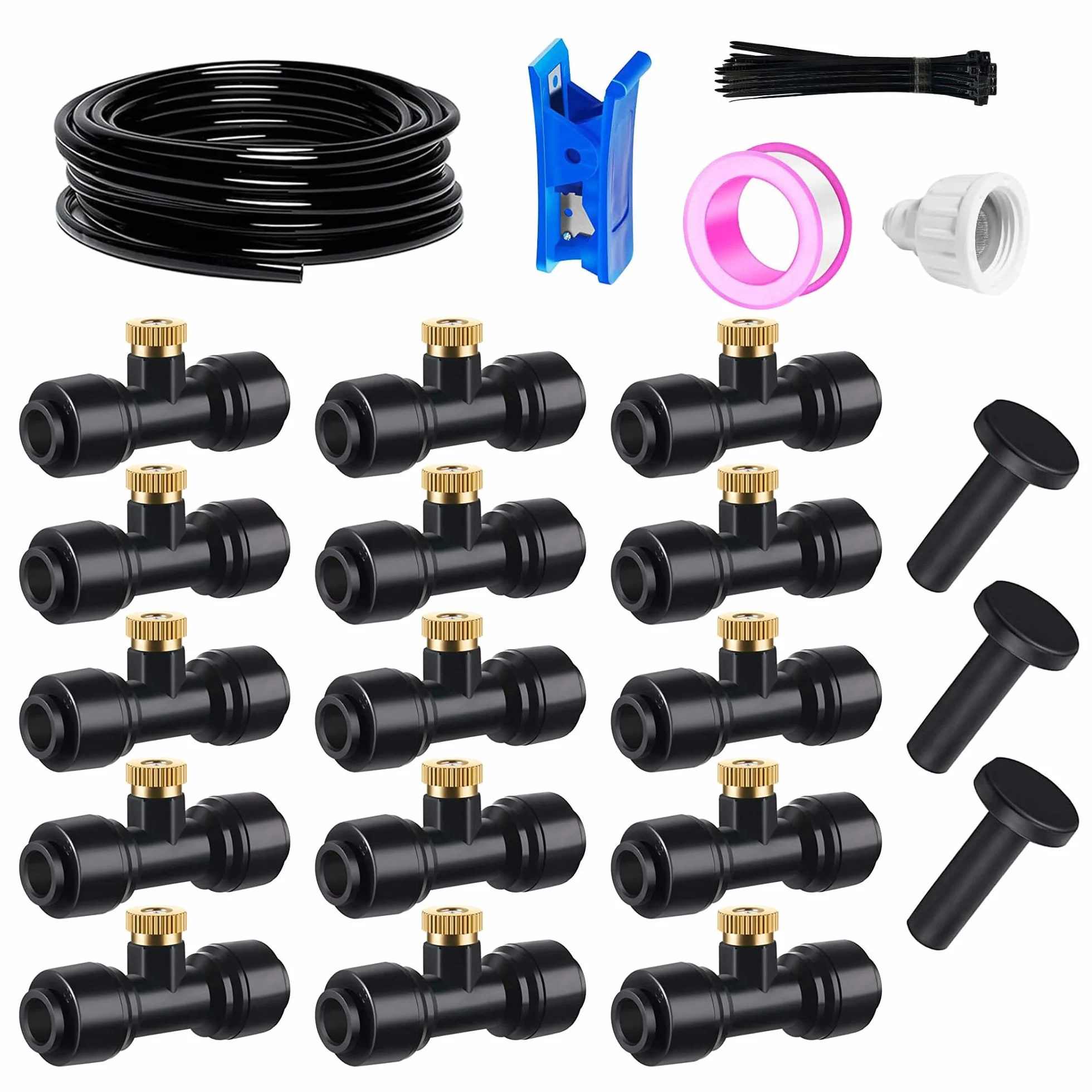 Système de brumisation pour terrasse extérieure 20m 6mm 15 buses T Noir
