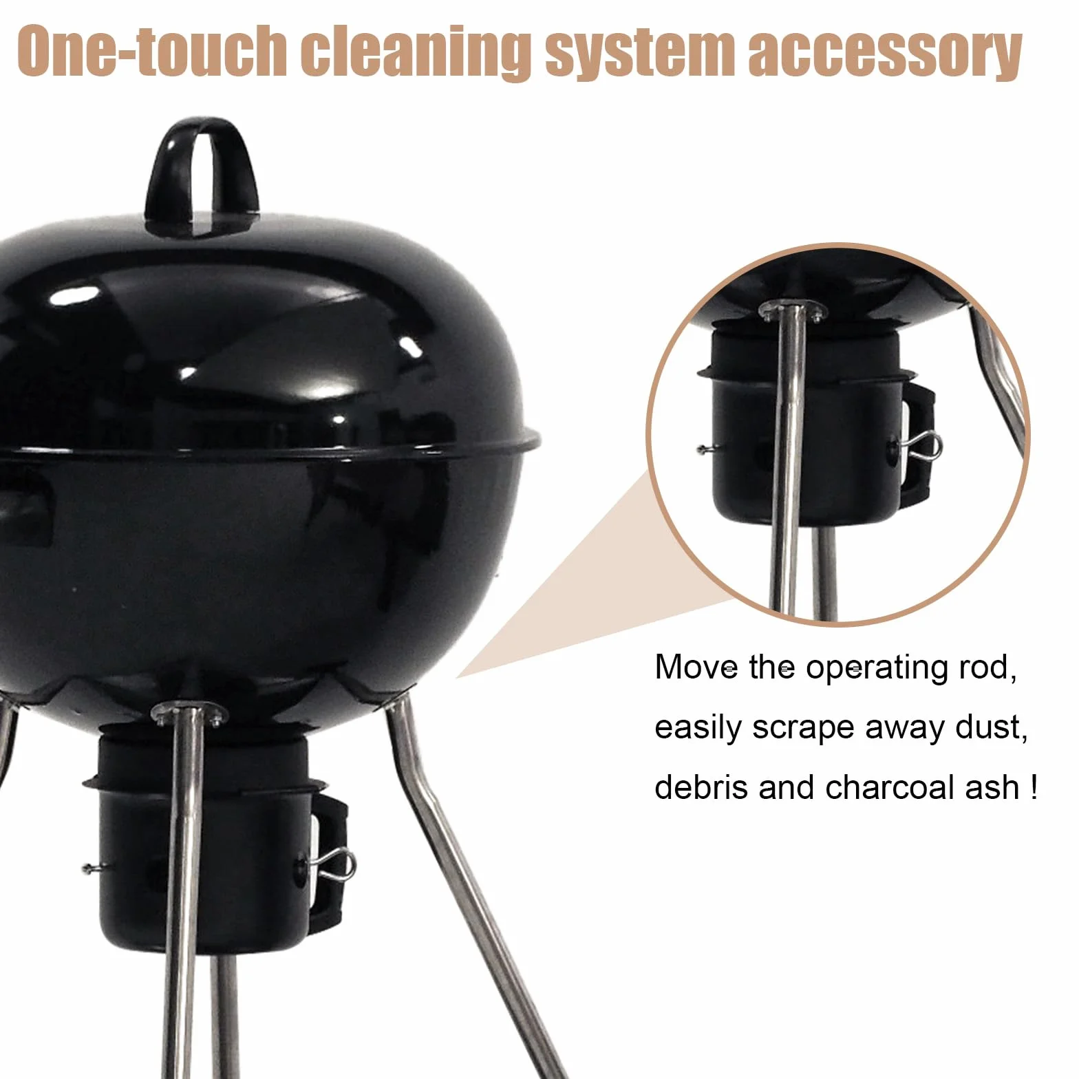 Kit de Système de Nettoyage One-Touch 22-1/2 Pouces pour Weber, 7444 Pièces de Rechange pour Barbecue au Charbon de Bois