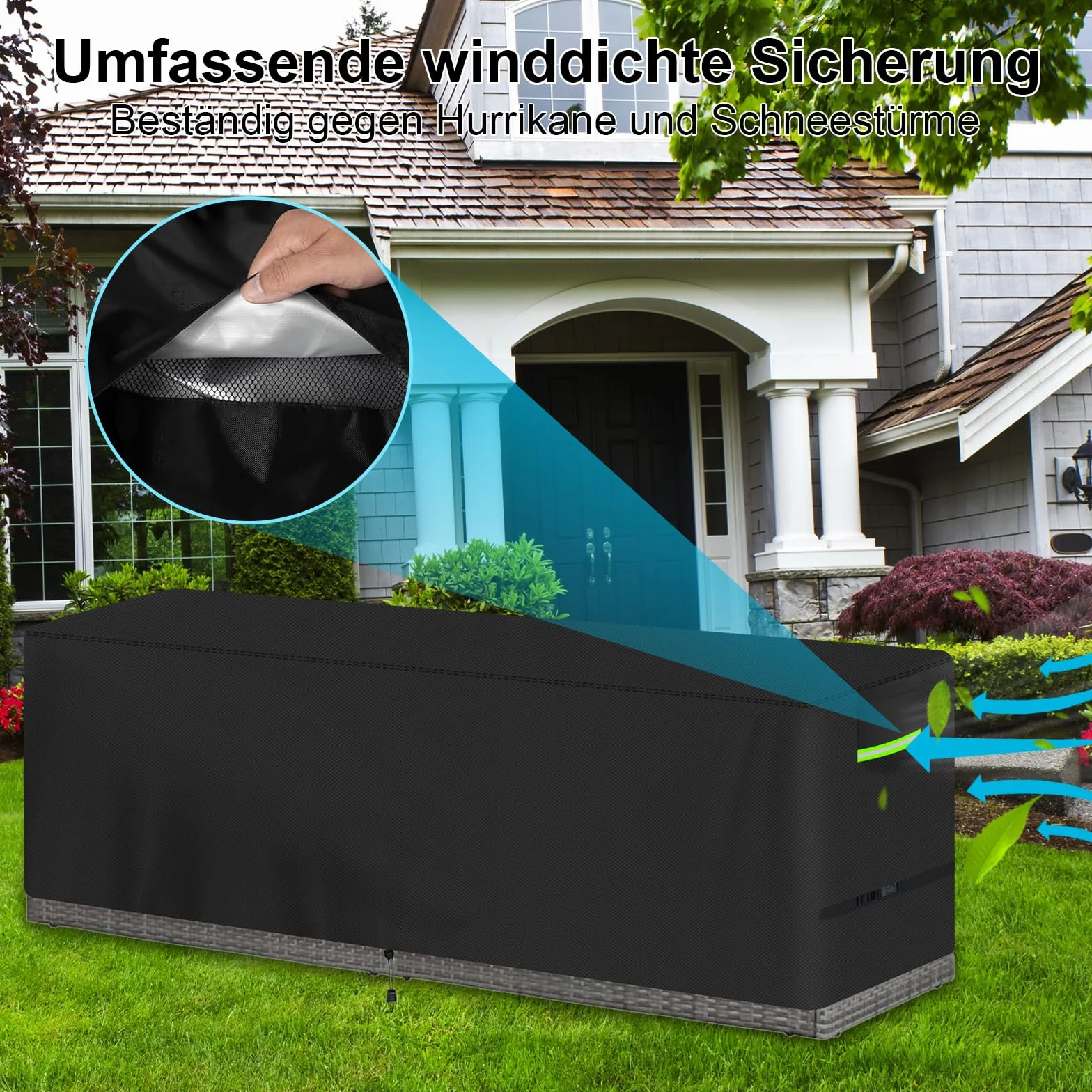 Housse de Protection Canapé Jardin Oxford 600D 220x80x80 cm Noir