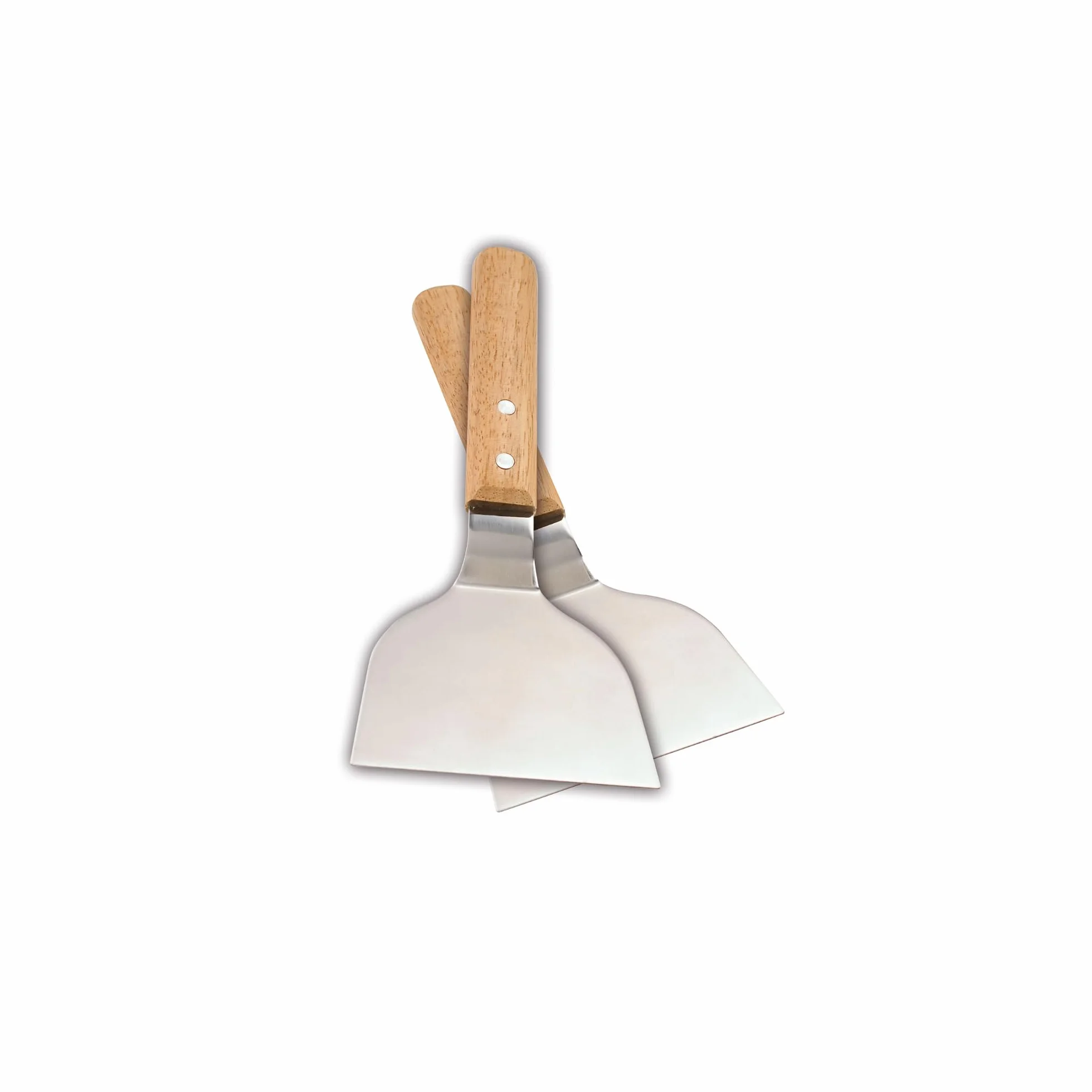 Set de 2 Spatules Plancha, Manche Bois FSC® 100% et Lame Inox, Accessoires Robustes pour Barbecue