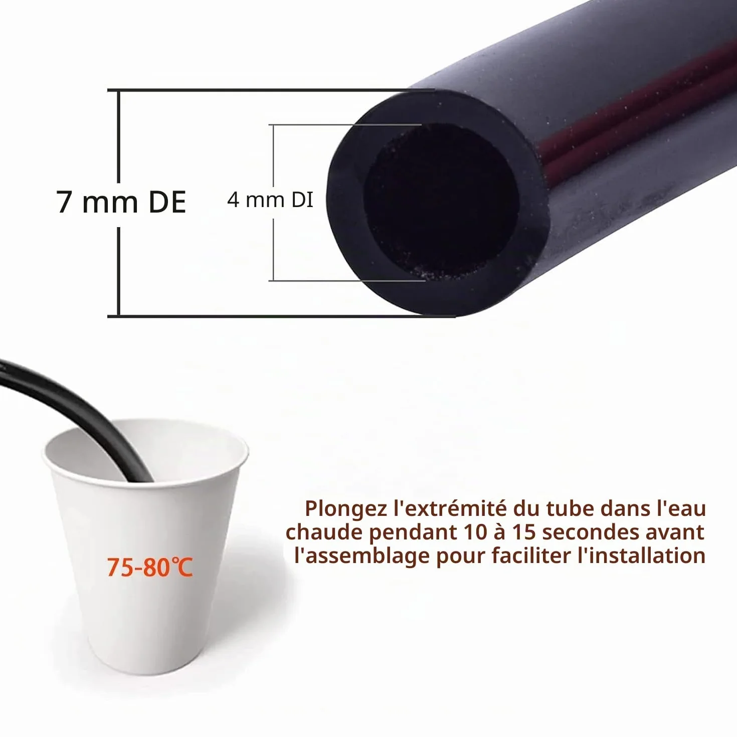Tuyau d'irrigation goutte à goutte Tesmotor 4x6 mm flexible durable pour système automatique