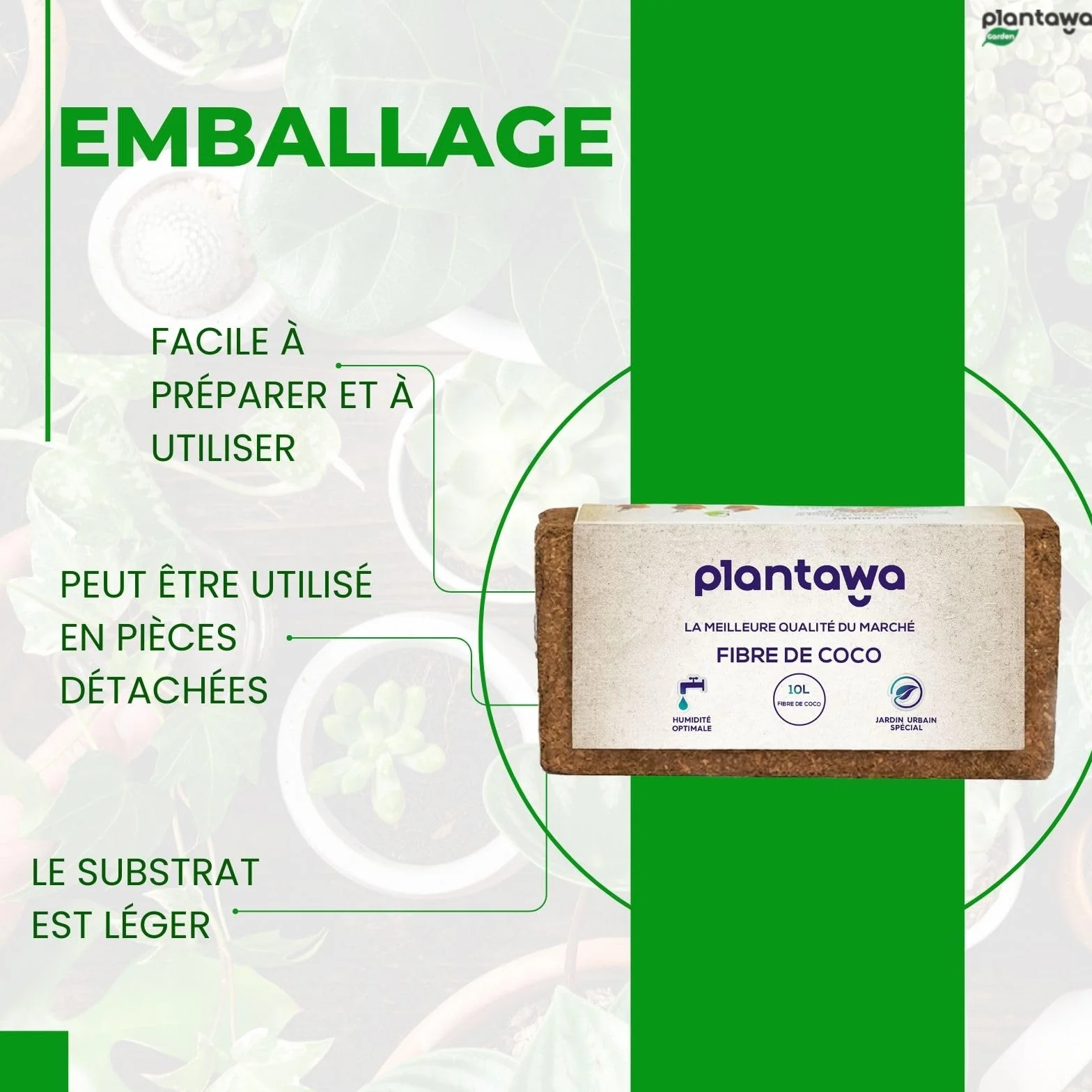 PLANTAWA Fibre De Coco 10L | 100% Naturelle pour Plantes | Maintient Humidité et Nutriments