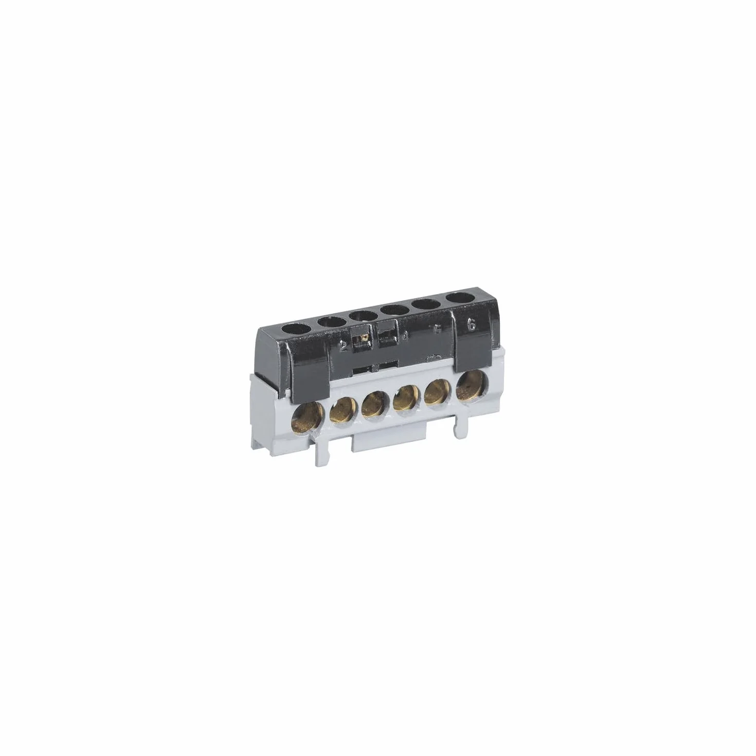 004816 Legrand Bornier de répartition phase isolé - connexions 1x35mm² + 5x25mm² - Clipsable sur rail DIN