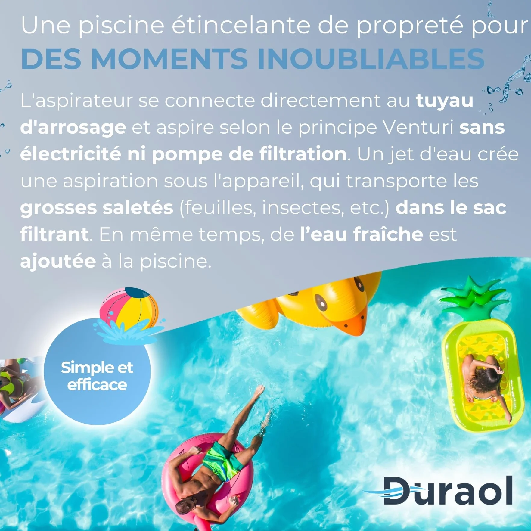 Aspirateur de Piscine Jet Vac avec Brosses Venturi à Raccorder au Tuyau d'Arrosage