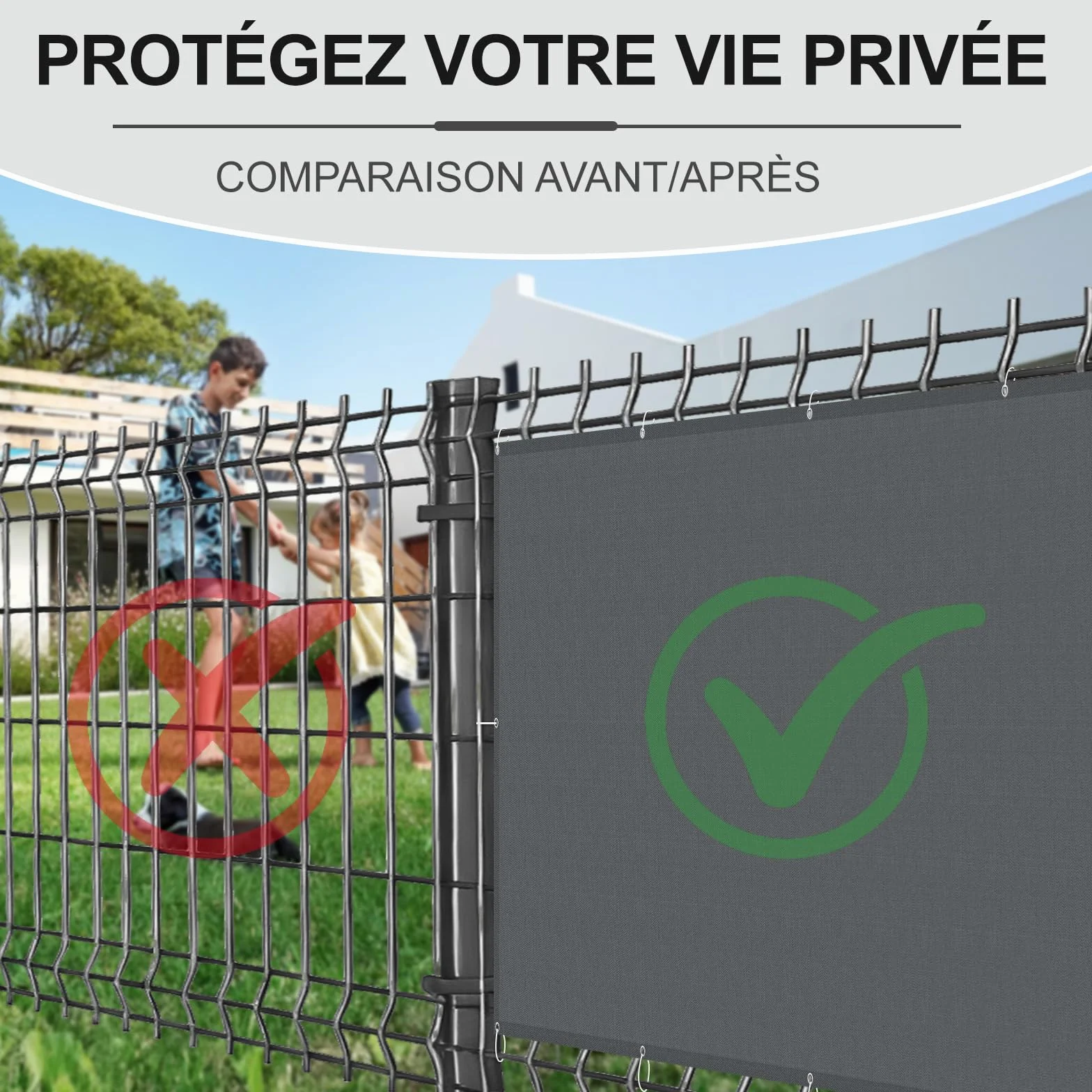 LOVE STORY Brise Vue Balcon 100x300cm Cache Vue Opaque Imperméable Anti-UV Pare-Soleil Extérieur Jardin Anthracite