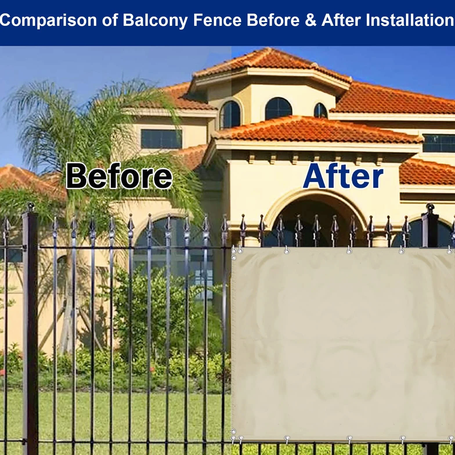Brise Vue 90x400cm Opaque Résistant à l'eau pour Extérieur Balcon Patio Jardin Terrasse Grillage Beige