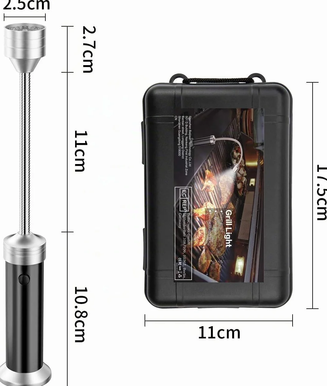 Lampe pour Barbecue LED Lot de 2 avec Base Magnétique Rotation 360° Flexible Réglable