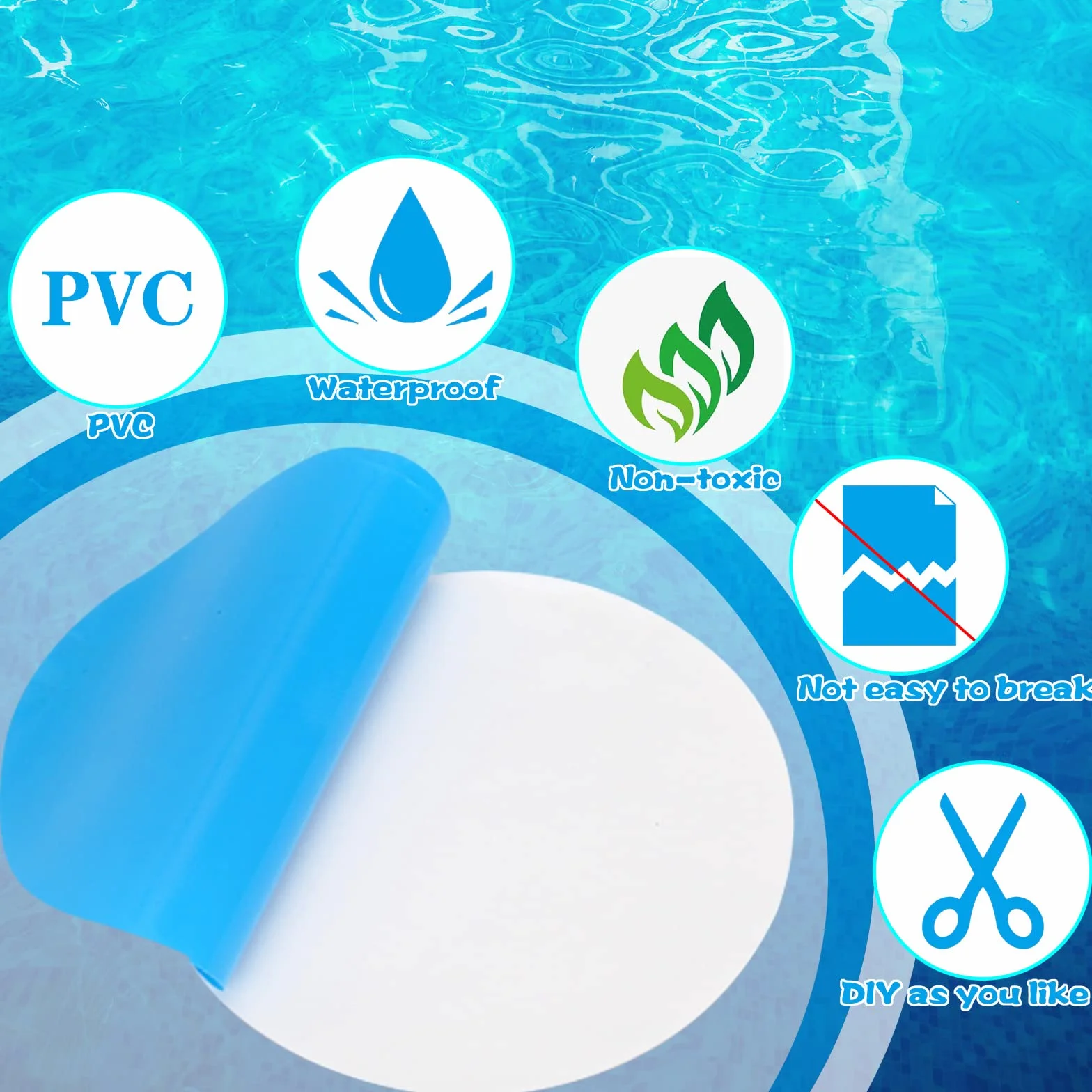 KATELUO 40pcs Patchs de Réparation Auto-Adhésifs en PVC, Kit Reparation Piscine Bleu