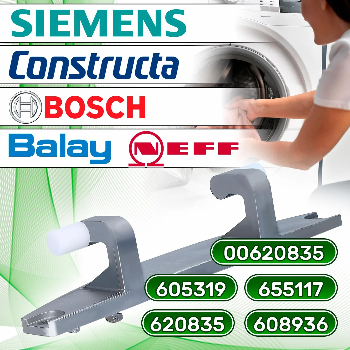 Charnière de Porte de Machine a Laver avec Code Original 620835 00620835 655117 605319 608936 pour Bosch pour Siemens pour Balay pour Constructa pour Neff - Garantie de 5 Ans - ONIX TECH