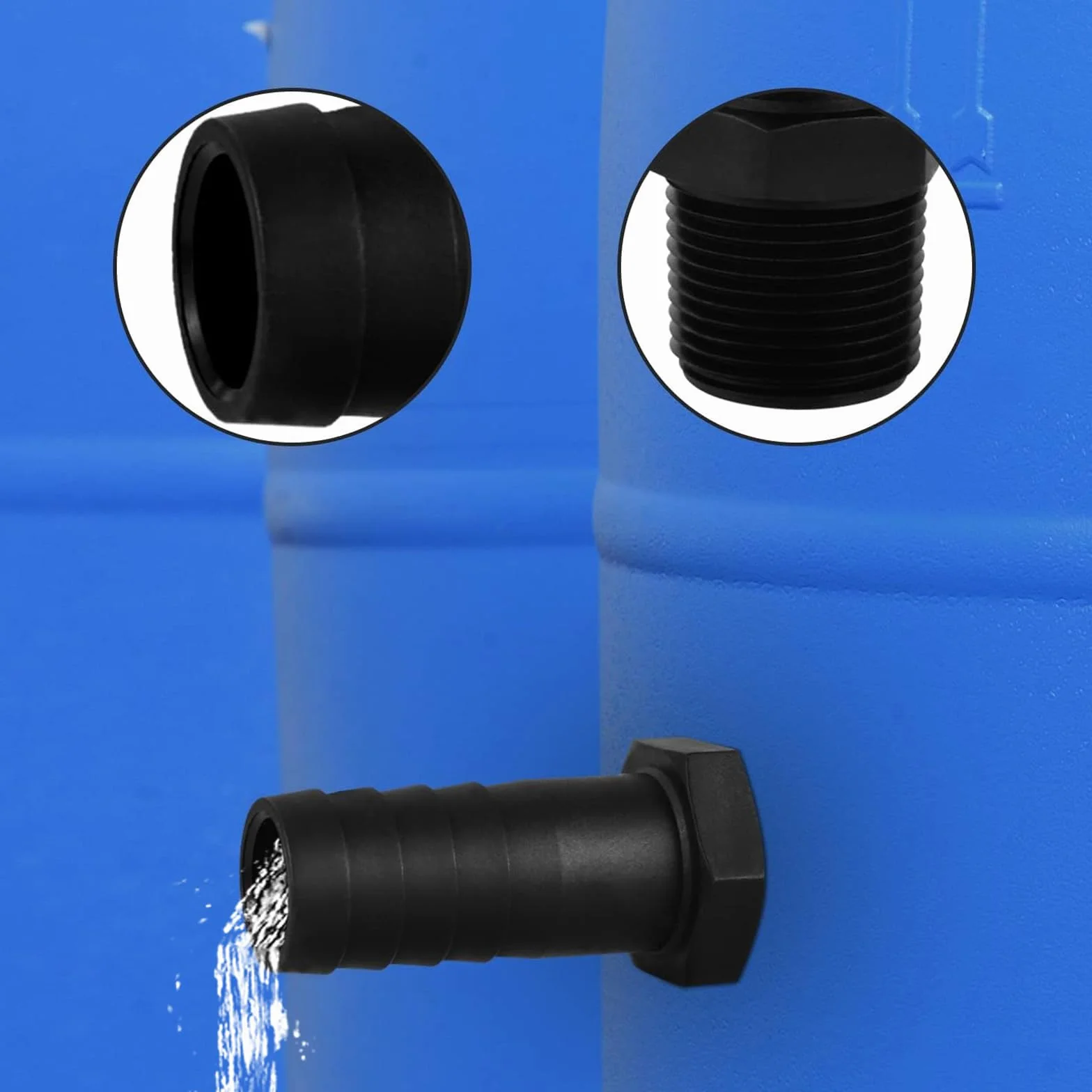 Trop Plein Cuve 1000L Raccord Récupérateur Eau Pluie Kit Jumelage Cuve avec Joints Tuyau Raccordement 2 Embouts Contre-écrous