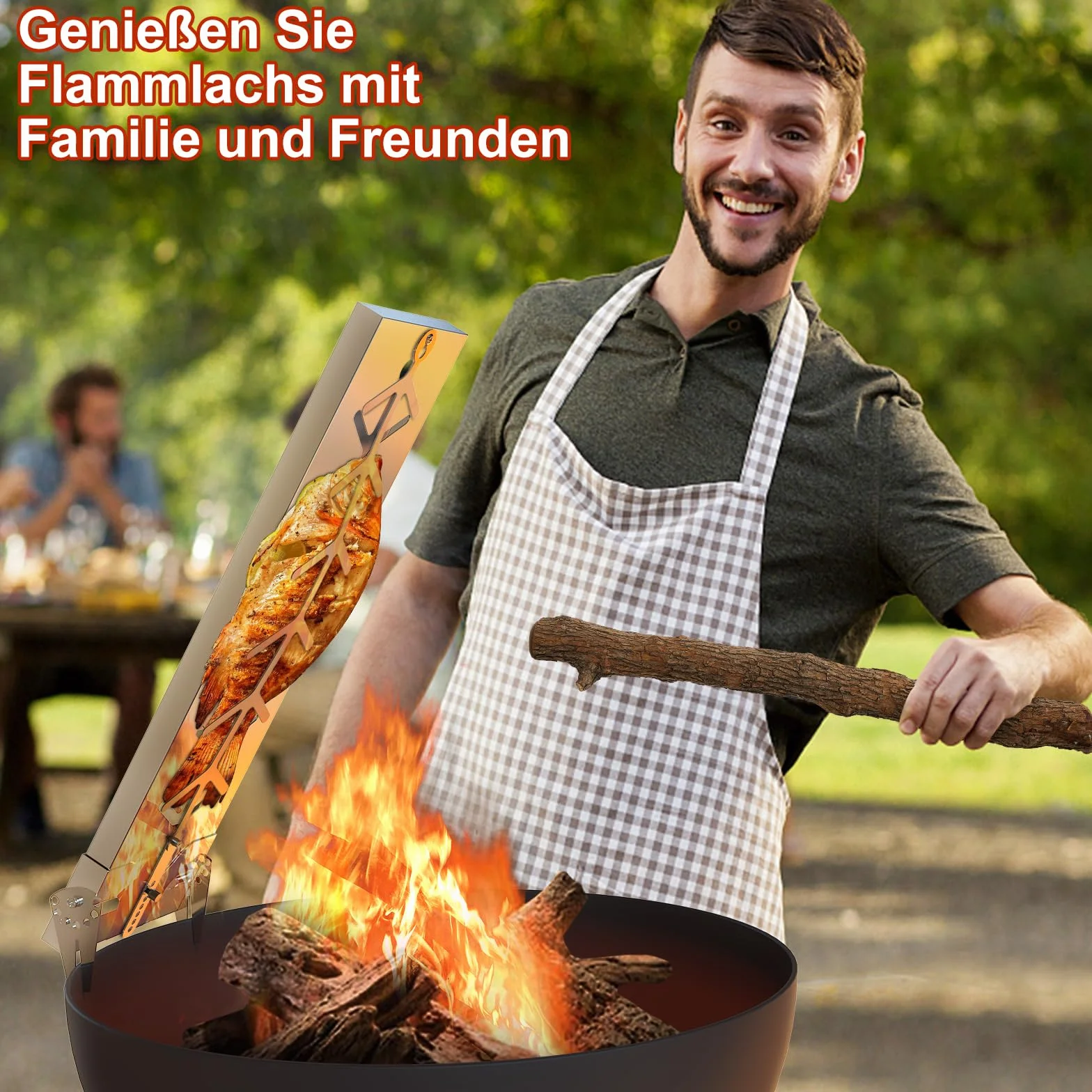 Planche à saumon en acier inoxydable 18 cm - Support pour saumon flambé - Convient pour brasero et barbecues