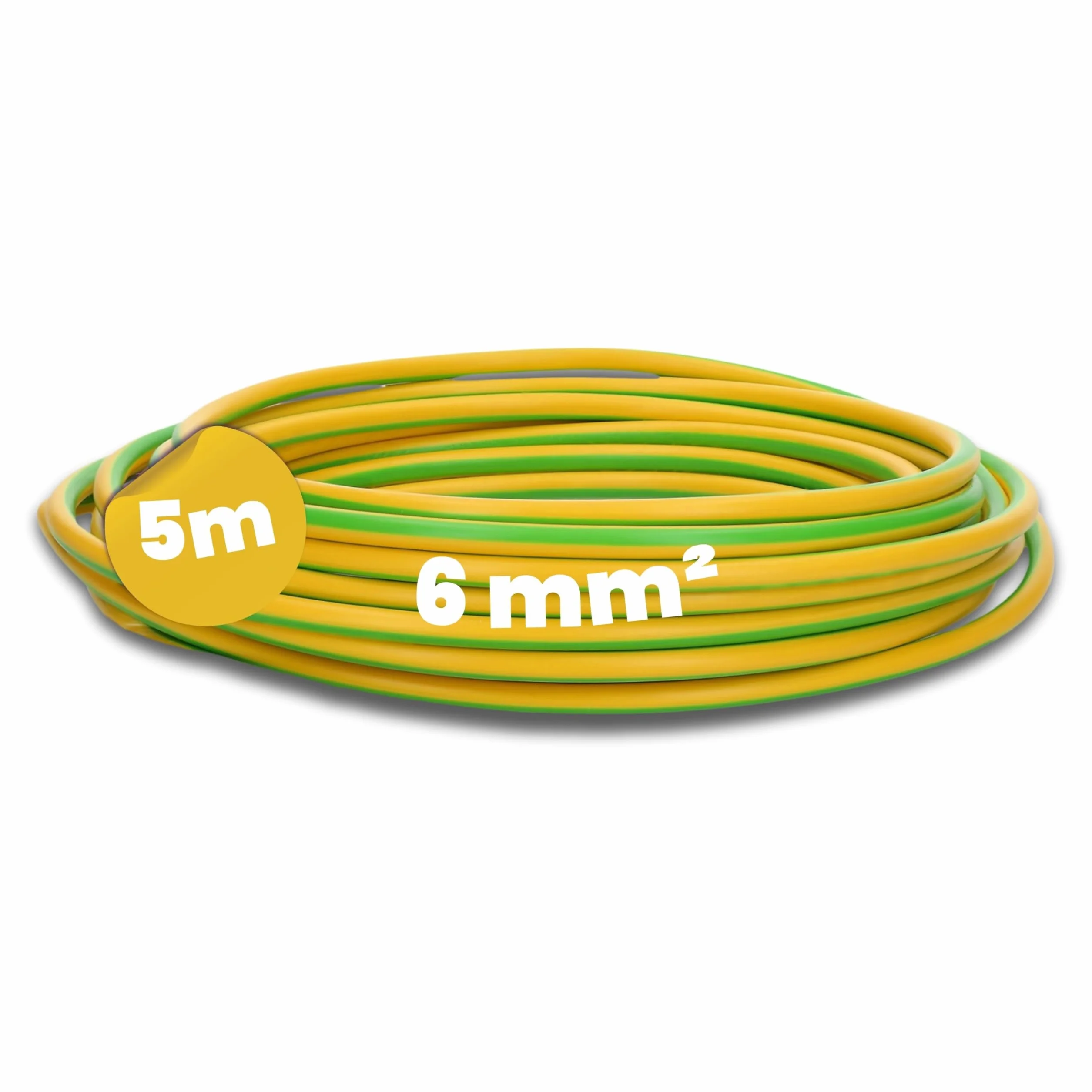 Kalitec Câble de câblage électrique H07V-K 6 mm² vert et jaune - 5 m - Flexible - Câble de terre - Conducteur de protection 6 mm² - Toron en PVC - Câblage fin