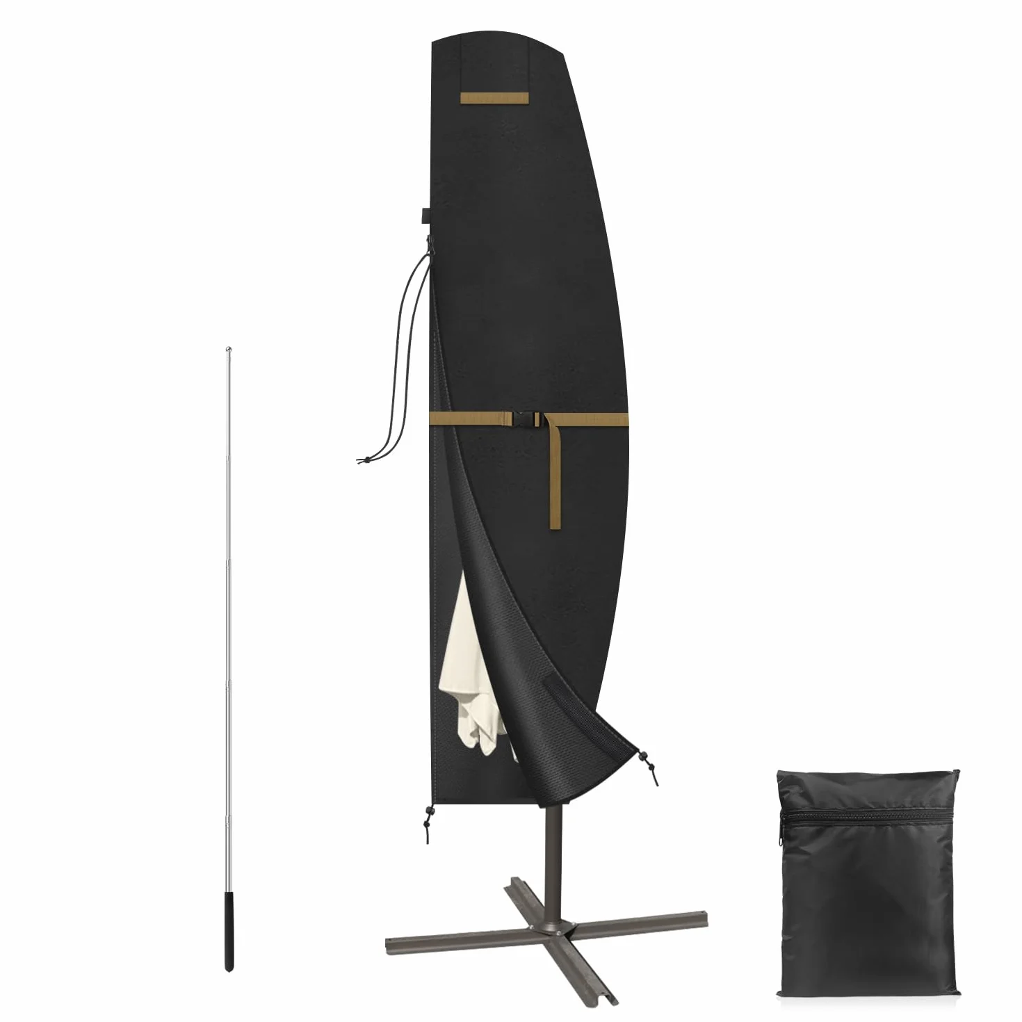 VANSHEIM Housse Parasol Déporté 220cm Protection Imperméable 420D Tissu Oxford 220x45/70/50cm