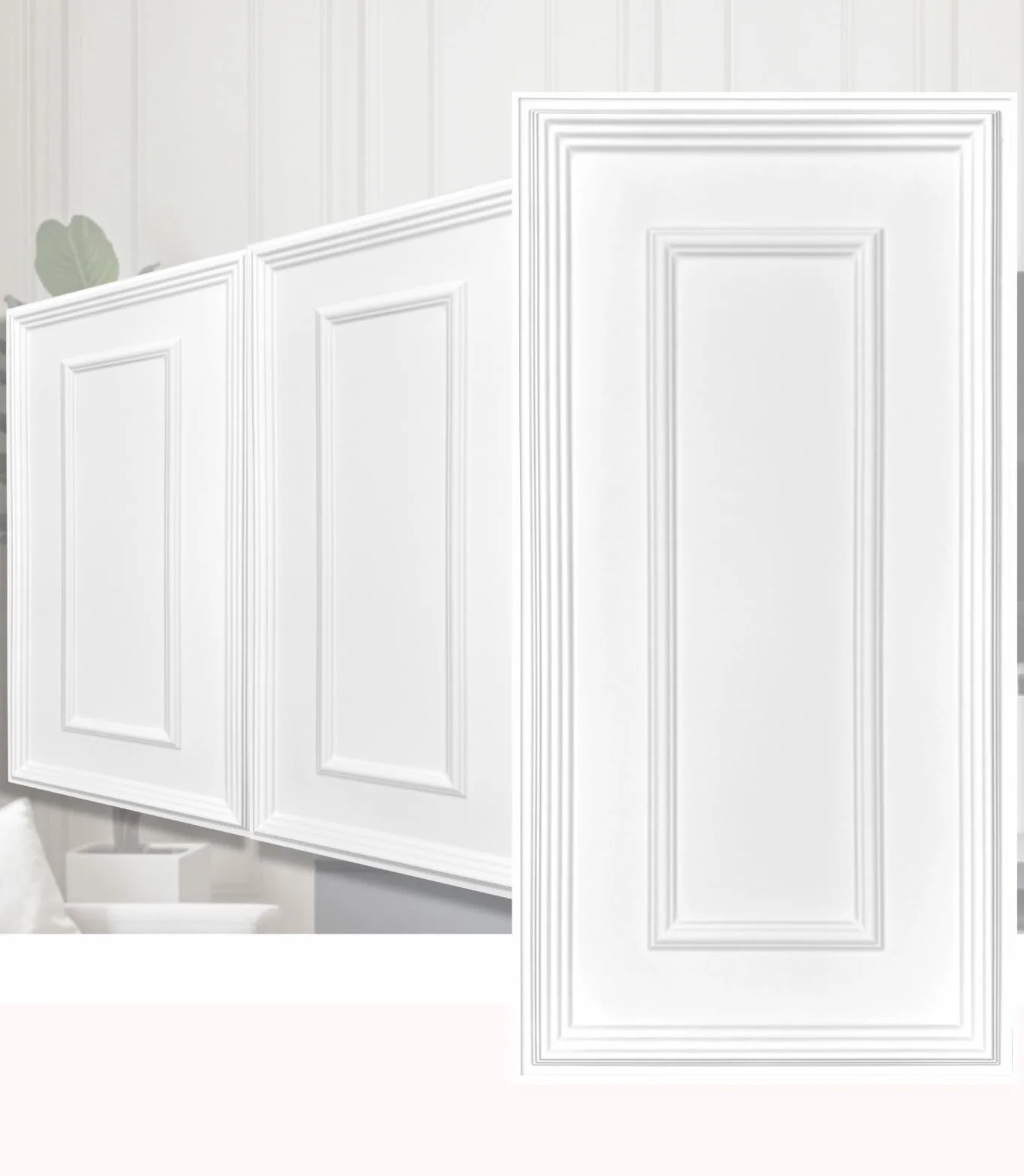 Lot de 10 panneaux muraux 3D en plastique PVC, 100 x 50 cm, design italien, aspect moulure classique, imperméable, revêtement mural moderne, pour salon, chambre à coucher et couloir (blanc TD100)