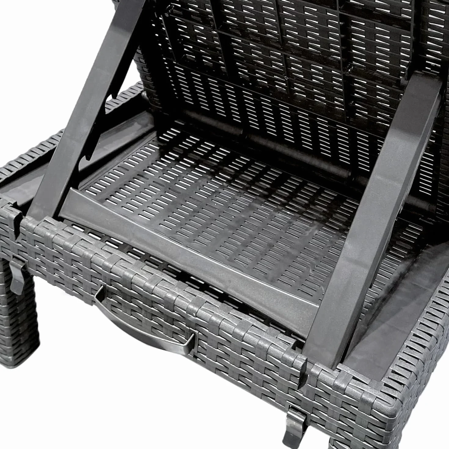 BOLLI Lot de 2 Chaise Longue Jardin Résine Imitation Rotin Tressé Coussin Confort Inclus Dossier Réglable Gris Sparkle