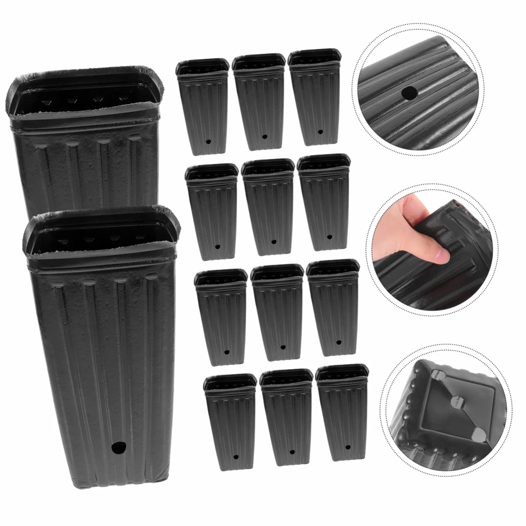 Happyyami Lot de 30 Godets de Pépinière Pots de Plantation Rectangulaires 10x20 cm Plastique Solide