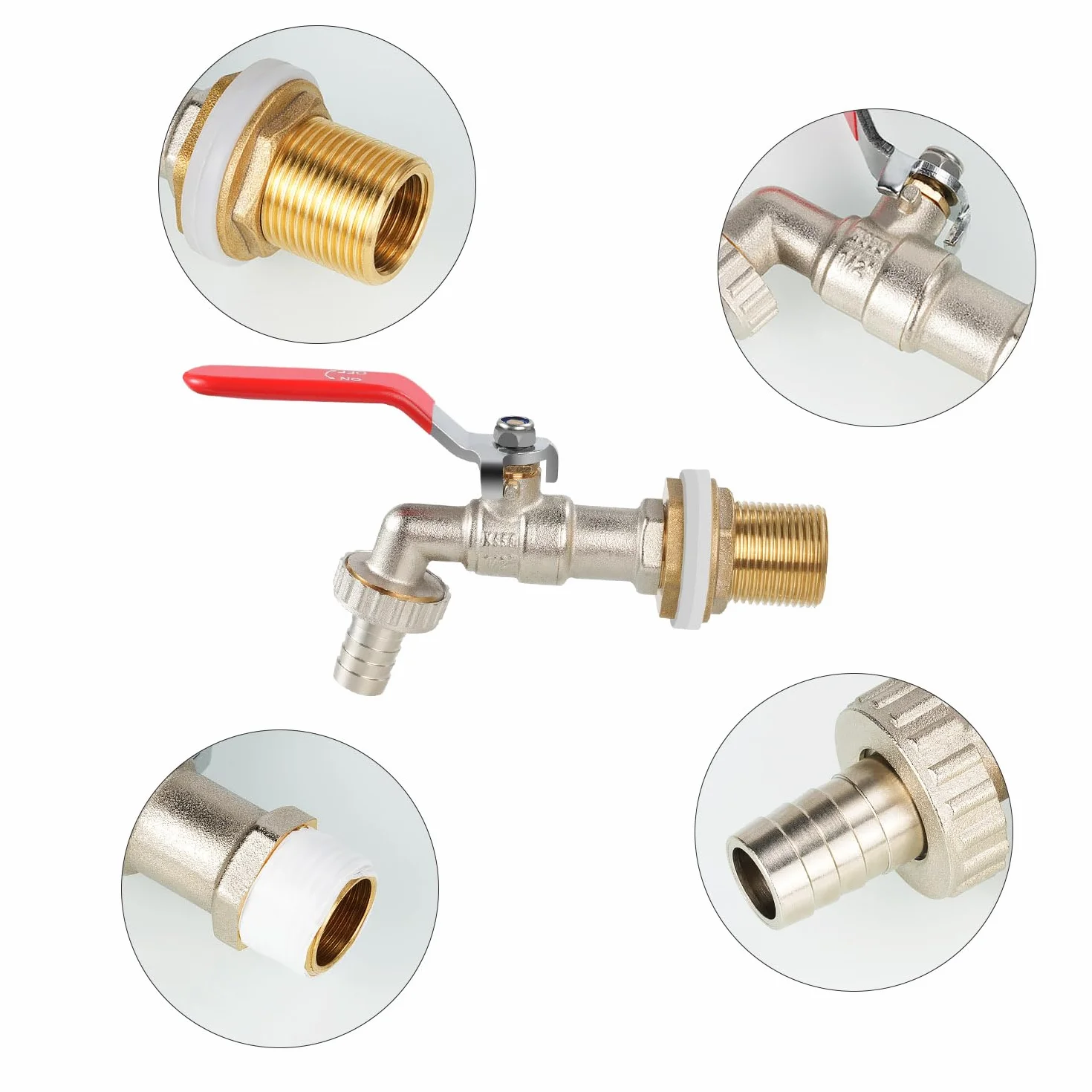 Drado 1/2" Robinet à sphère Laiton extérieur pour récupération d'eau pluie réservoir