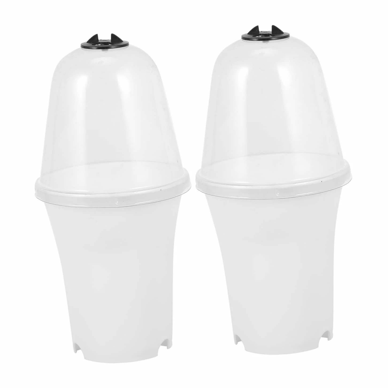 Lot de Pots de Fleurs Plastique avec Couvercle pour Plantes Succulentes Jardinière Intérieur Extérieur