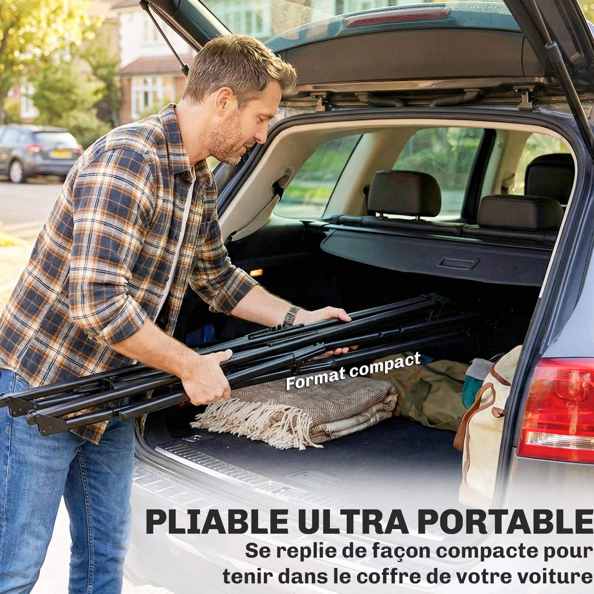 Outsunny Support de Hamac 290 cm, Cadre en Acier Pliable, Portable, Capacité 120 kg, Noir