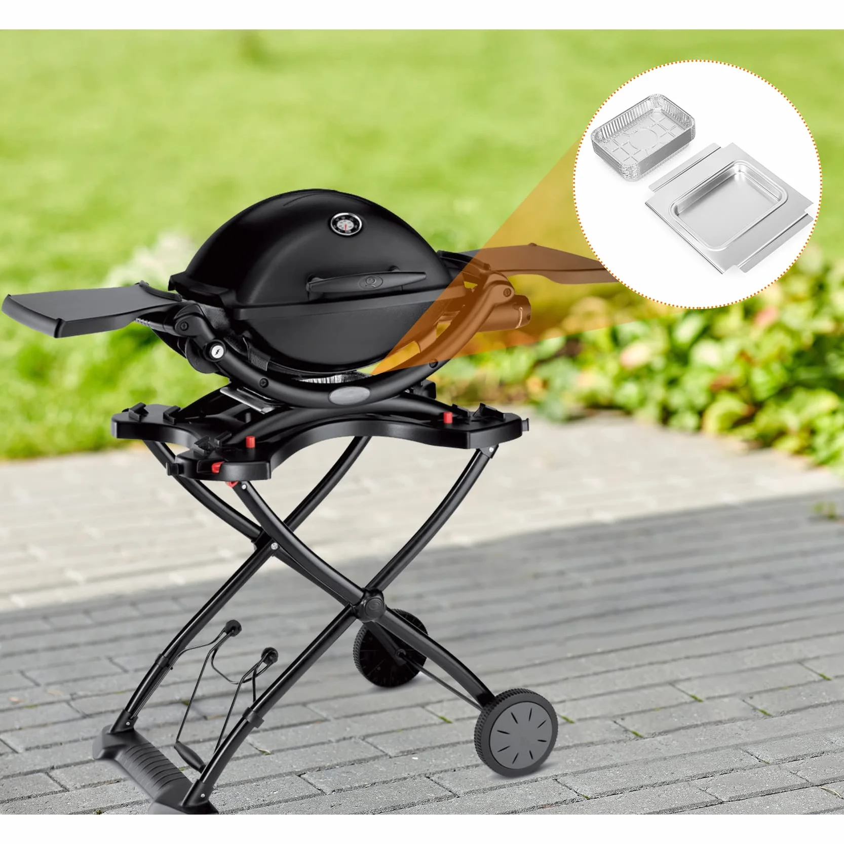 onlyfire Barquette Aluminium Jetable 27x30x3,2cm pour Barbecue Weber Q200 Q300 Série