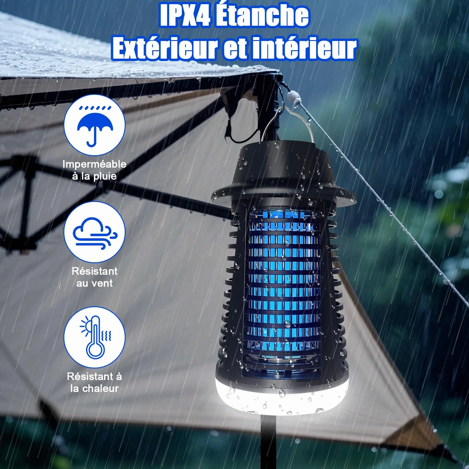 Lampe Anti Moustique LED 4200V 15W UV Tue Mouche Electrique Piège Intérieur Extérieur
