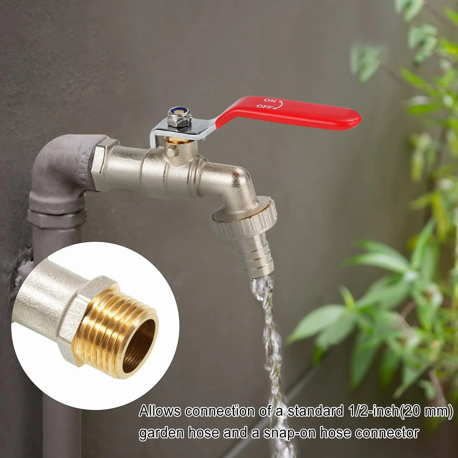 Drado 1/2" Robinet à sphère Laiton extérieur pour récupération d'eau pluie réservoir