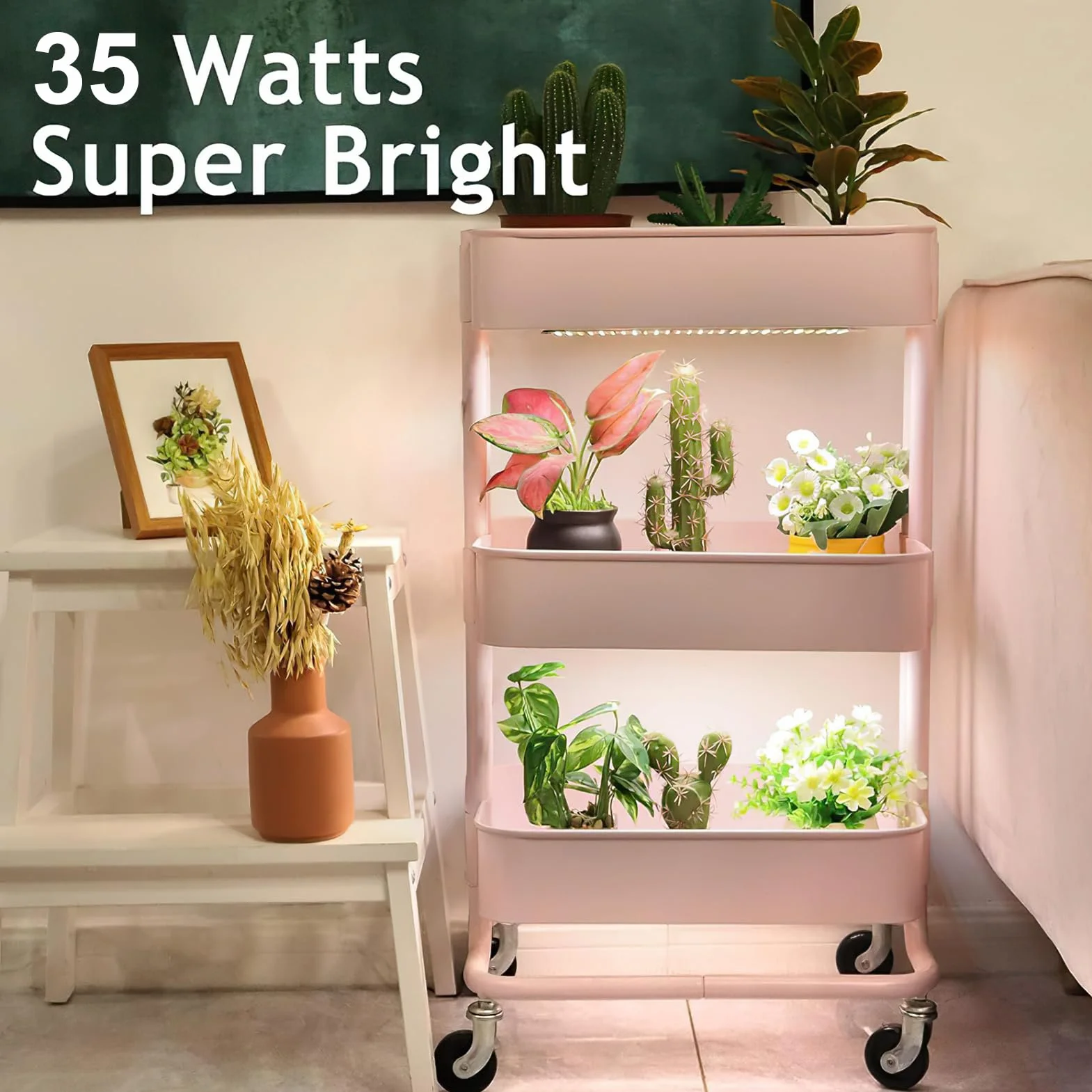 Lot de 4 lampes LED à spectre complet pour plantes avec 540 LED, minuterie, 10 luminosités