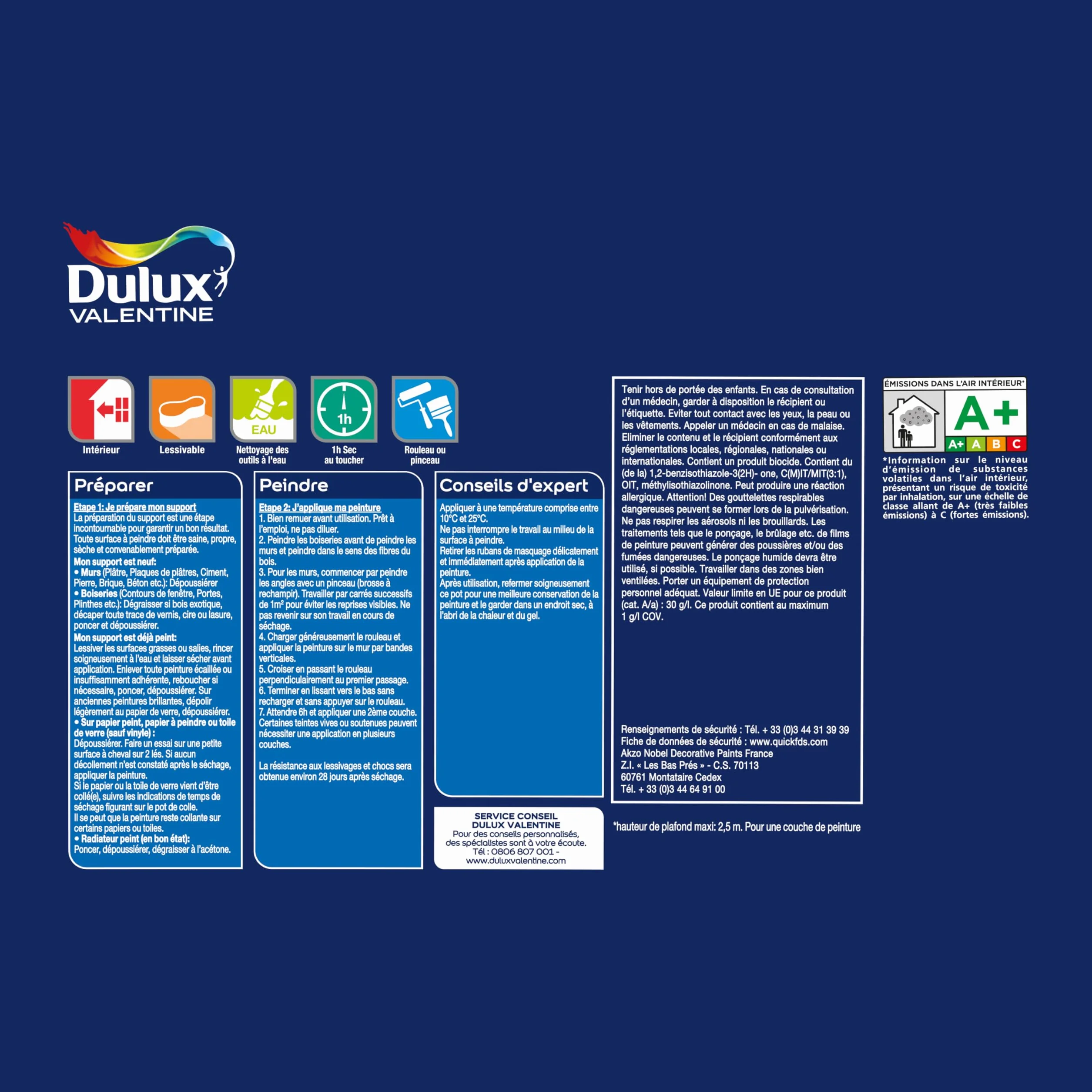 Dulux Valentine Peinture Si Simple Peinture Intérieure Toutes Pièces - Peinture Mur et Plafond, Porte et Plinthe - Couleur : Le Rouge Satin - 2,5 L