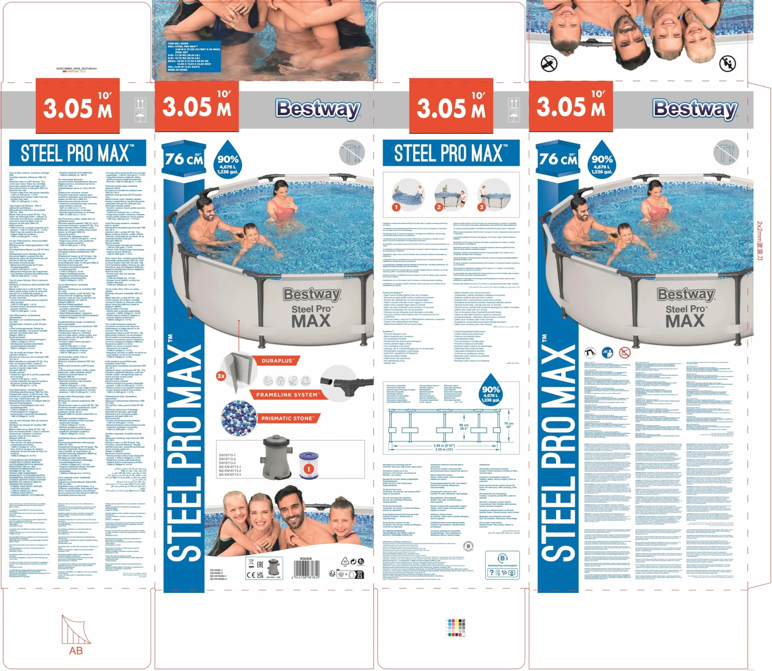Bestway Piscine Hors Sol Ronde Steel Pro Max 305 x 76 cm avec Filtre à Cartouche