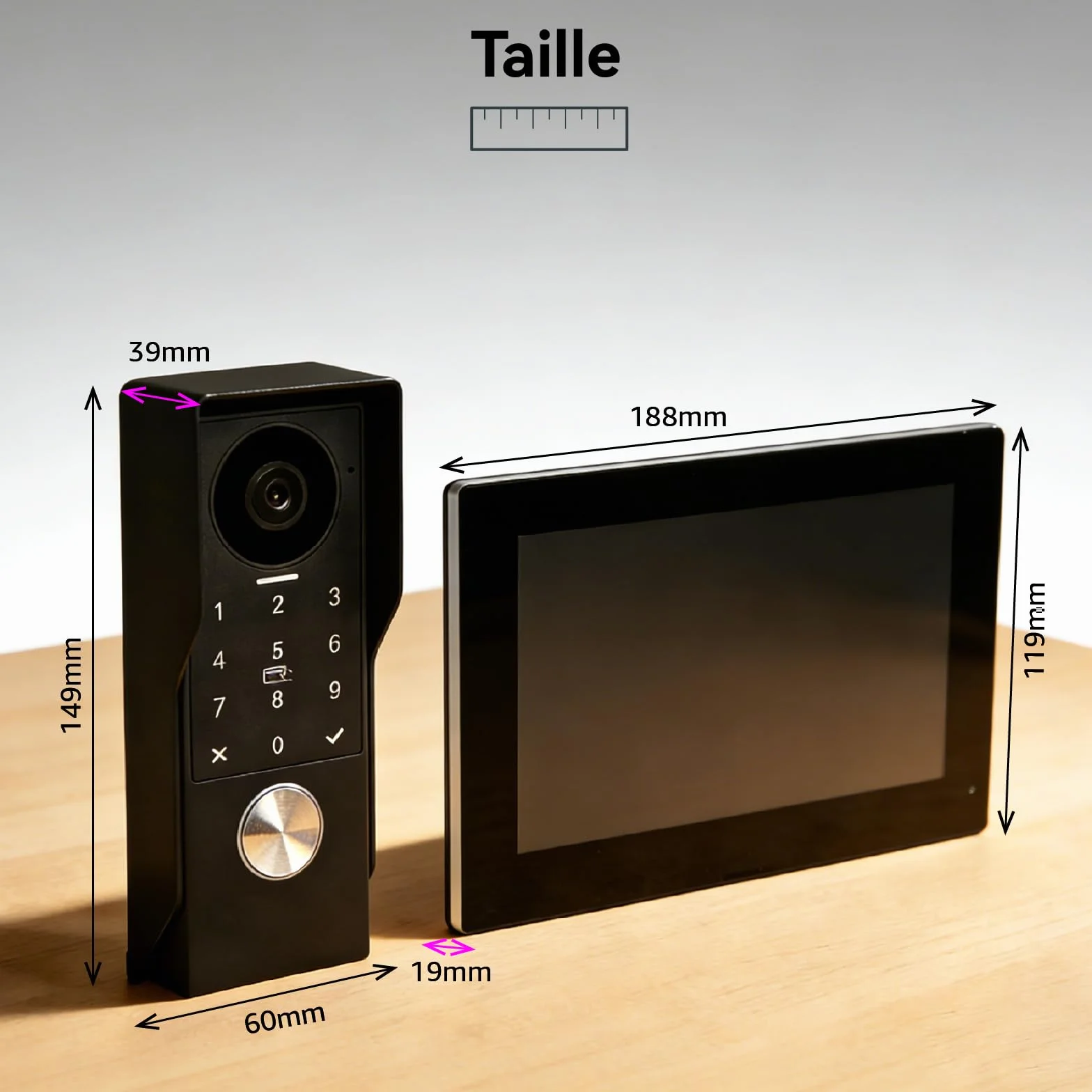 Visiophone filaire 2 fils avec caméra Full HD, écran tactile 7", Tuya app, détection de mouvement