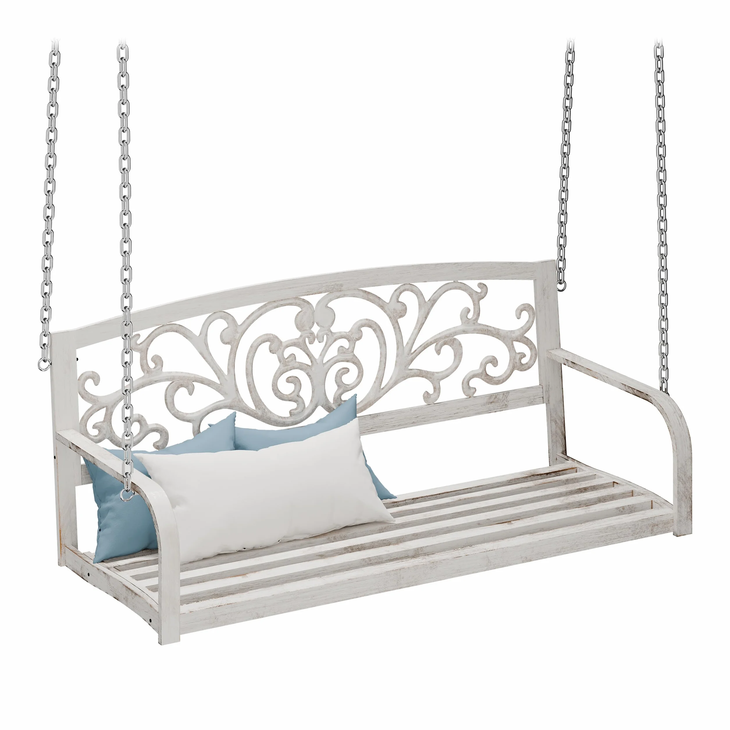 Relaxdays Banc Suspendu 2 Sièges Balançoire Jardin Design Vintage Métal 197x133x58cm