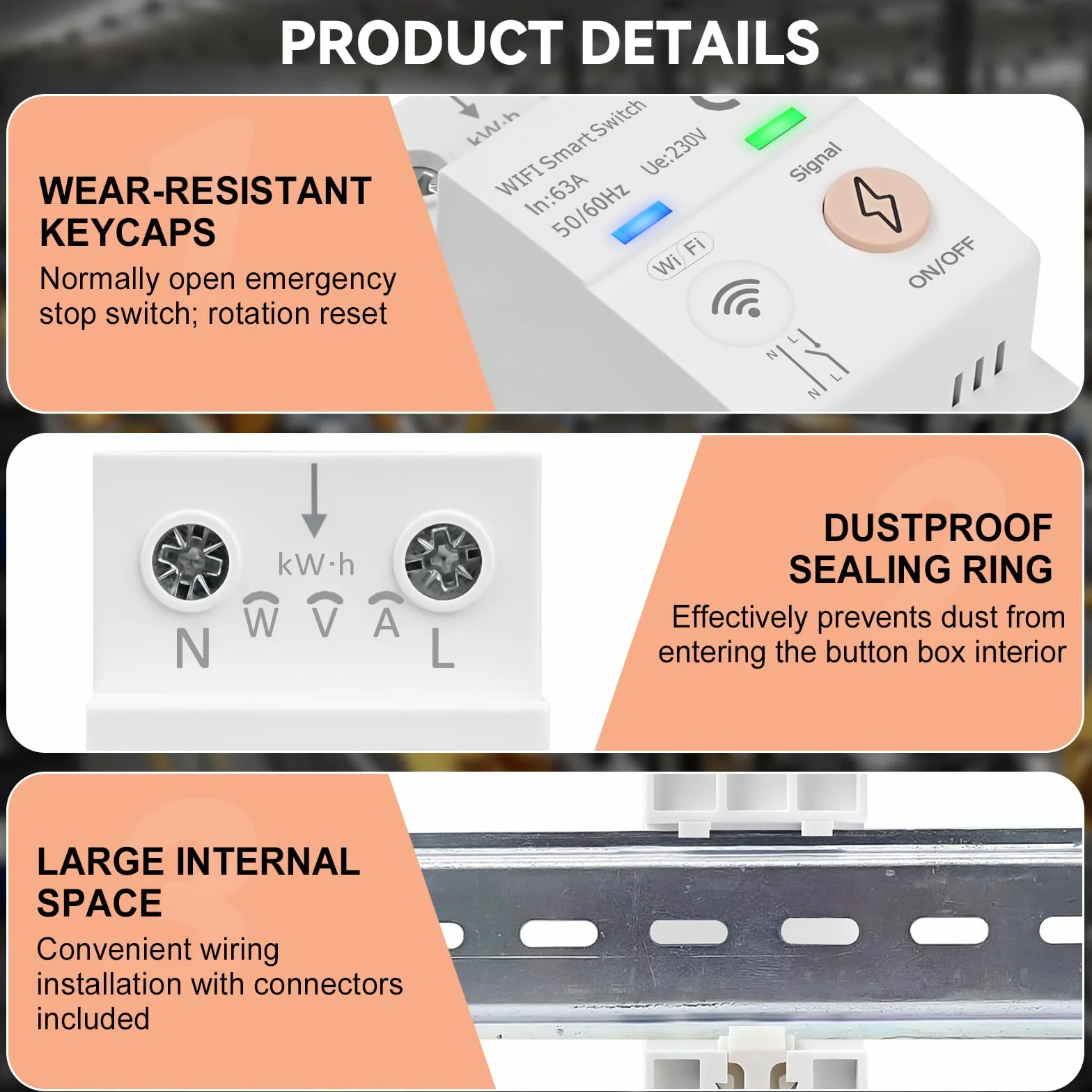 Disjoncteur wifi 63A TUYA commande vocale compteur d'énergie AC80-300V disjoncteur intelligent Interrupteur connecté à distance Protection contre les surcharges de surintensité